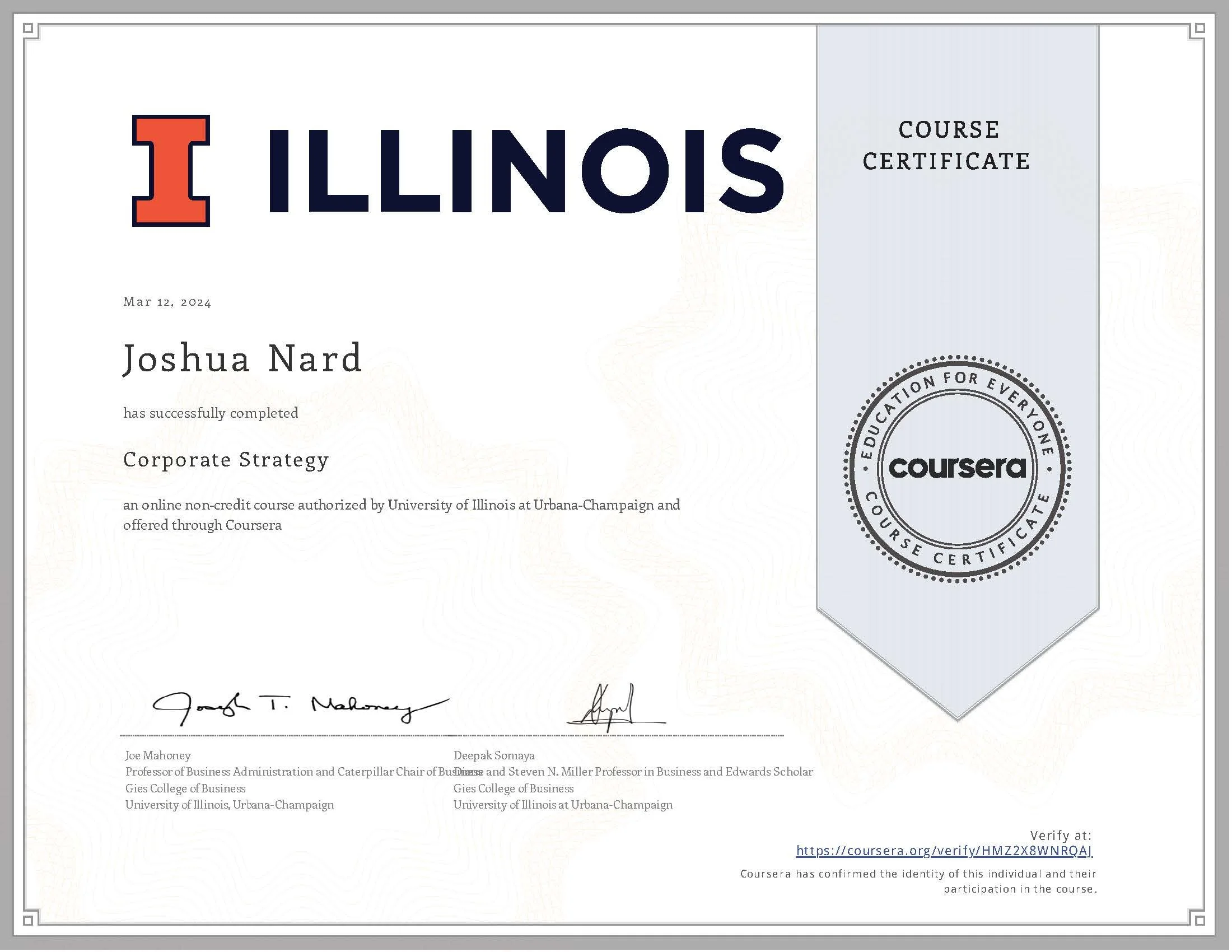 UIUC Geis Business School: Corporate Strategy Certificate