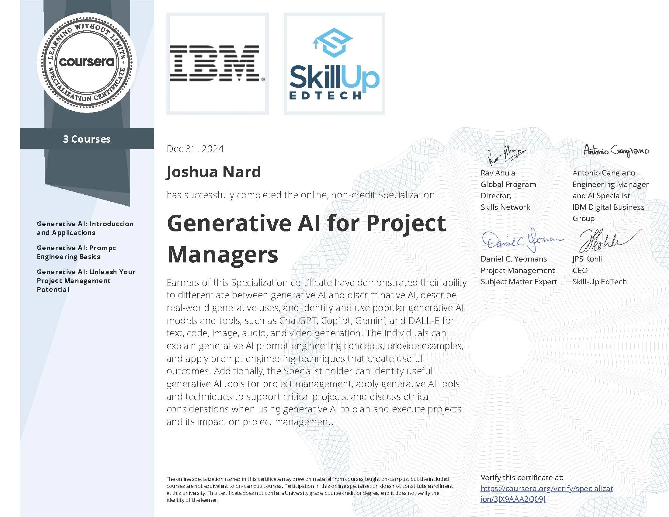 Generative AI for Project Managers Certification