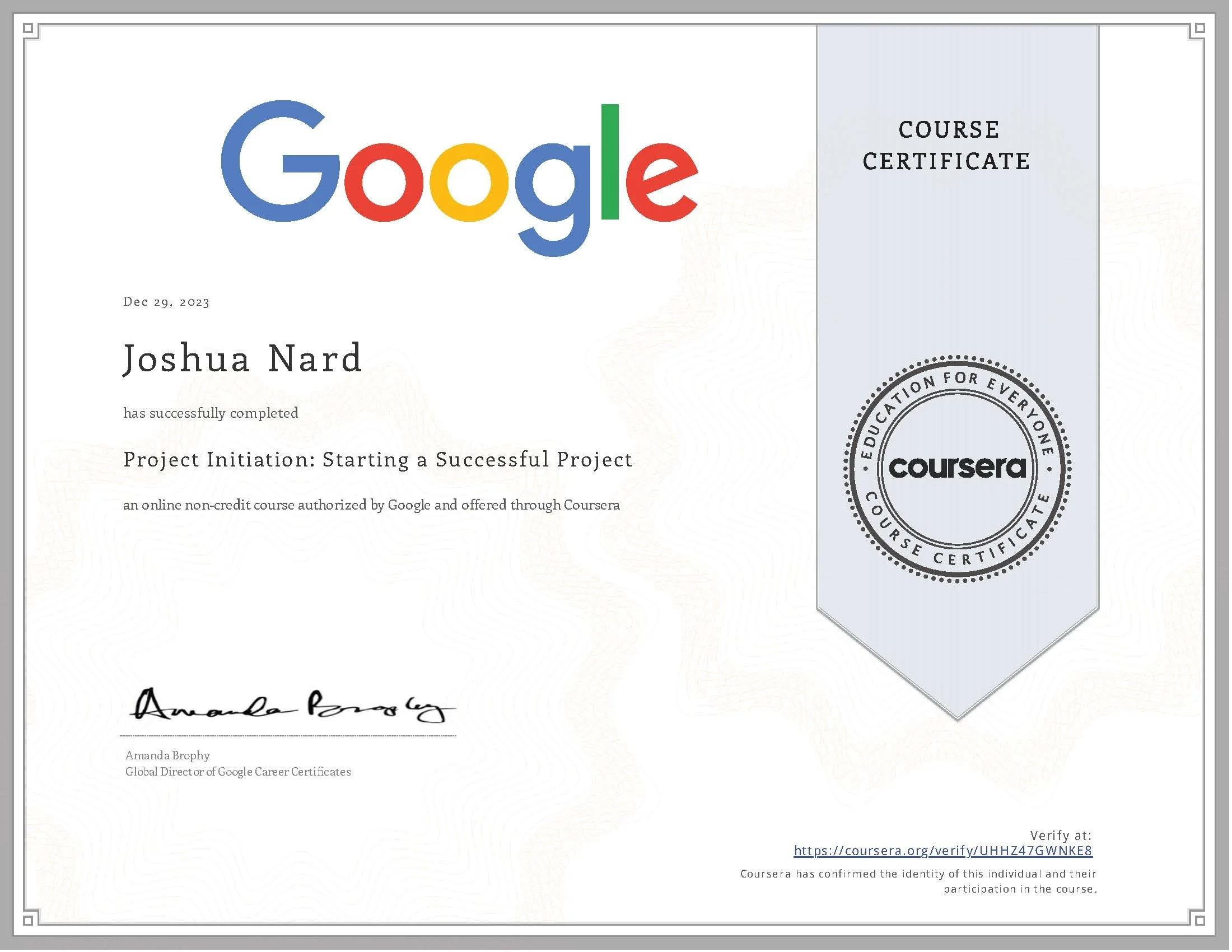 Google Project Management Certificate