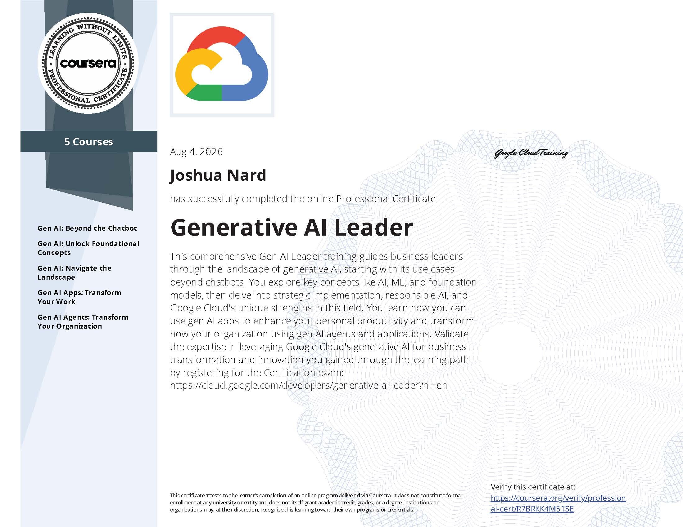 Google Generative AI Leadership Certification