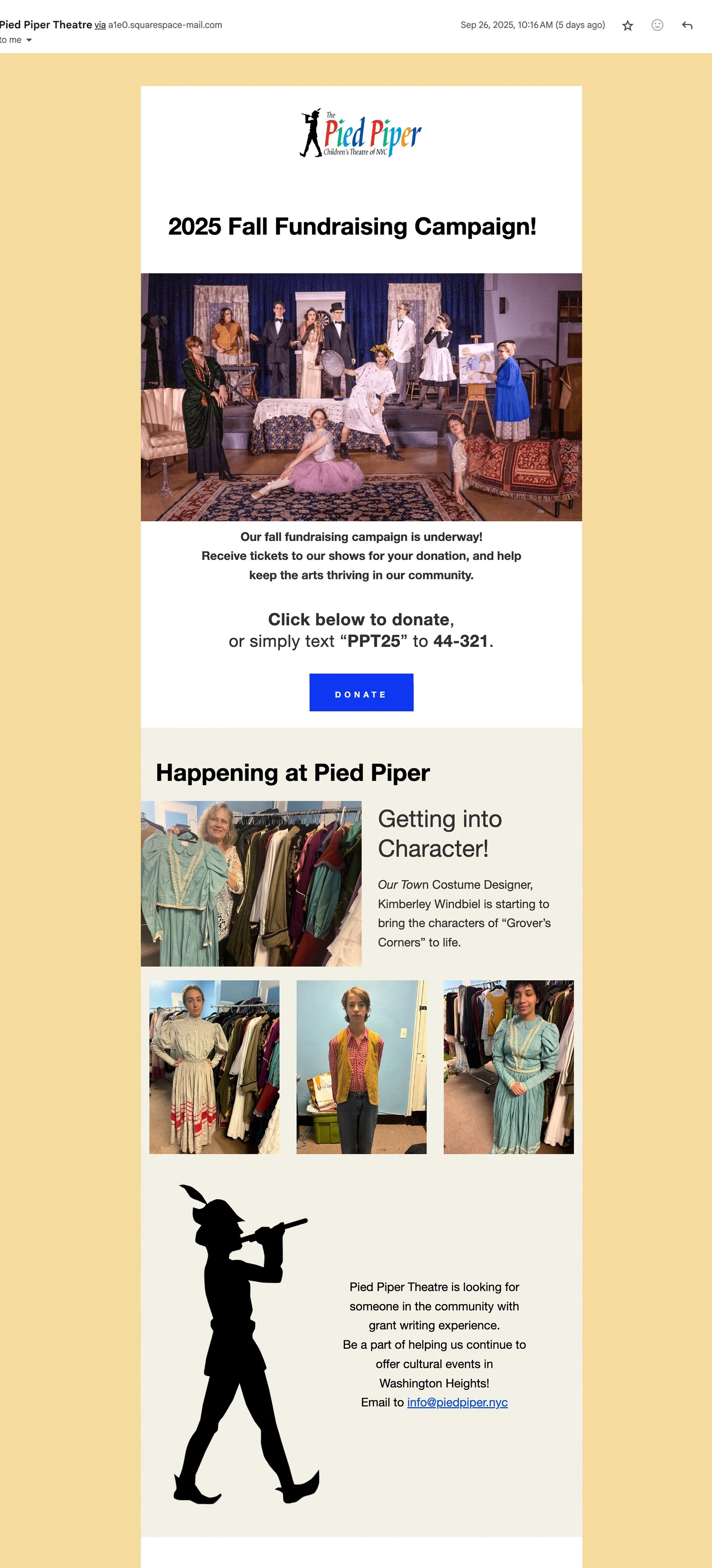 Pied Piper Children’s Theatre’s Newsletter