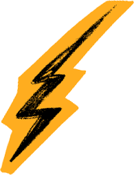 Yellow and black lightning bolt symbol
