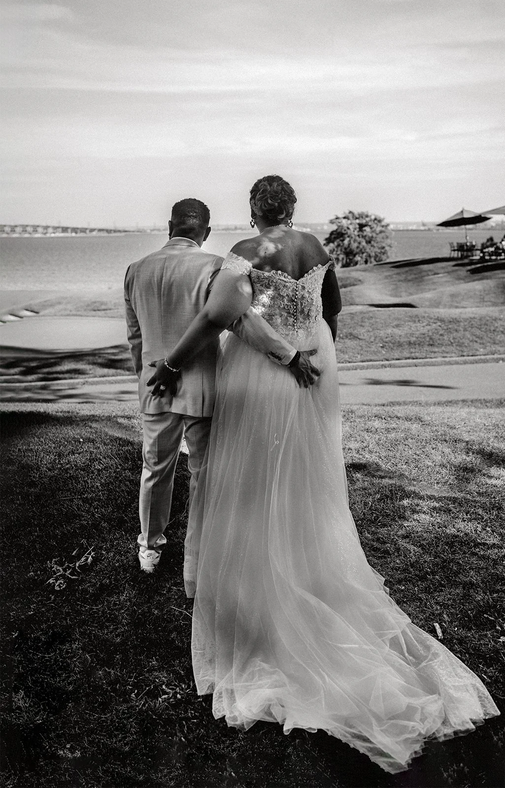 Bride and Groom after small wedding ceremony in their back yard in Toronto