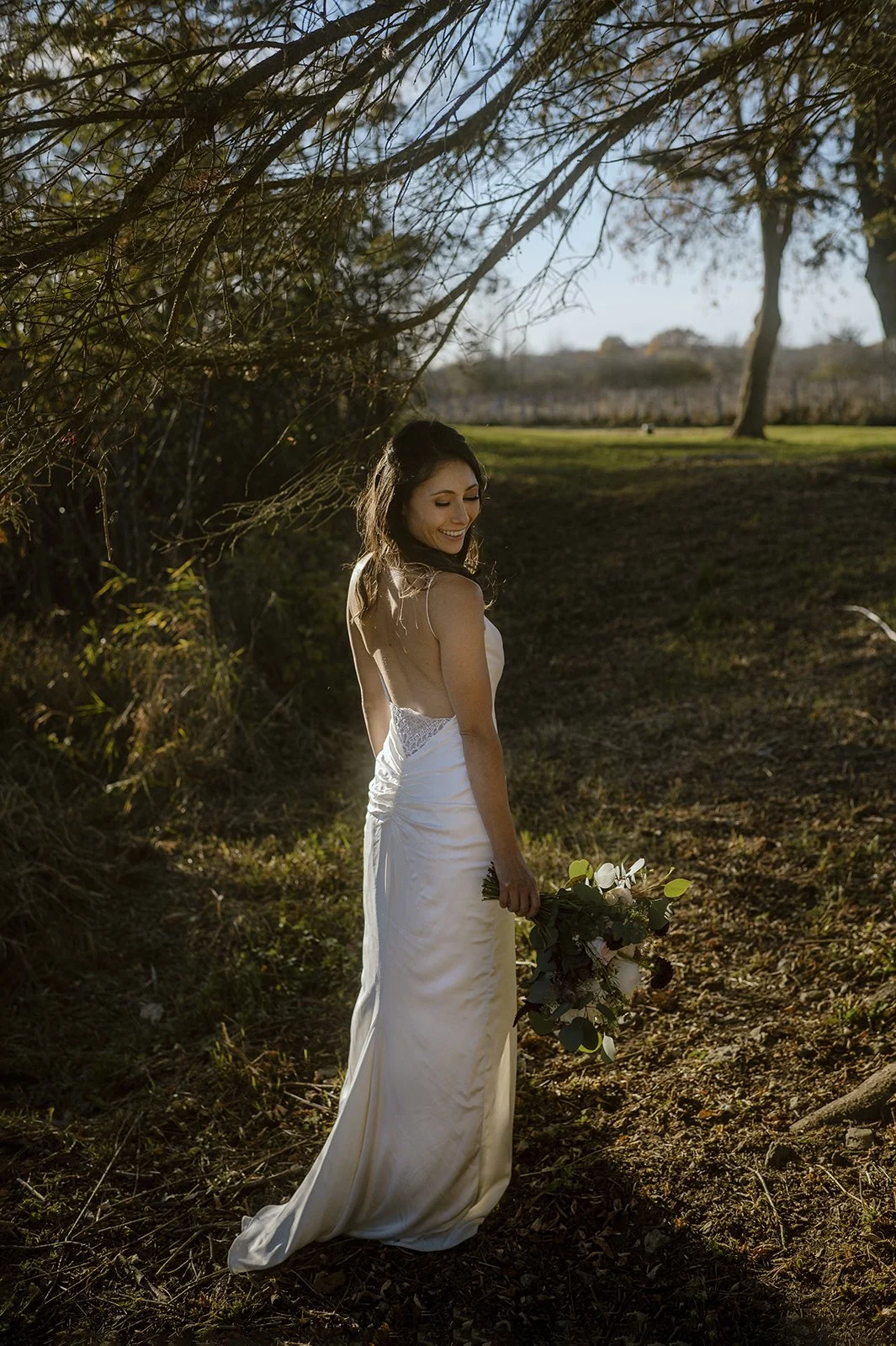 A bride in a beautiful open field in toronto