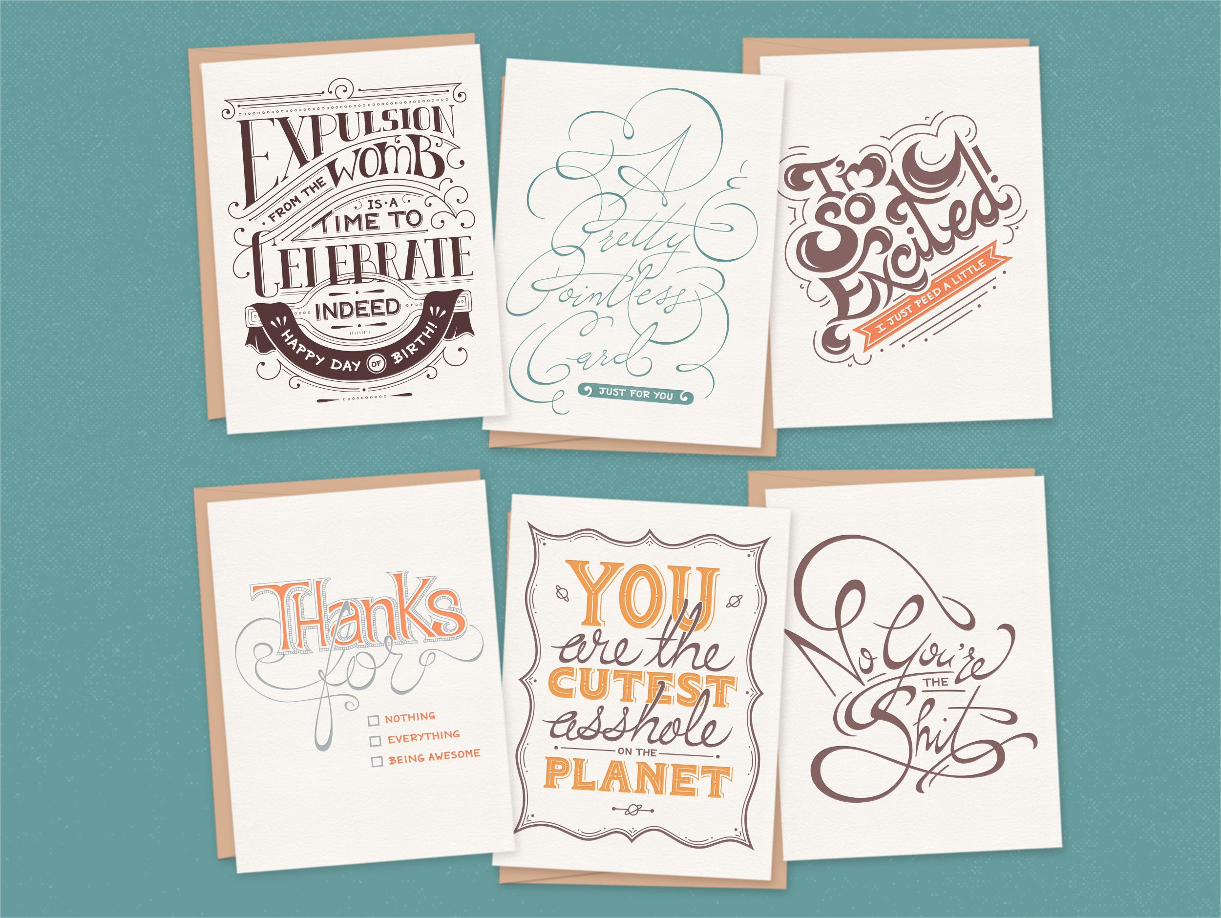 Hand lettered greeting cards