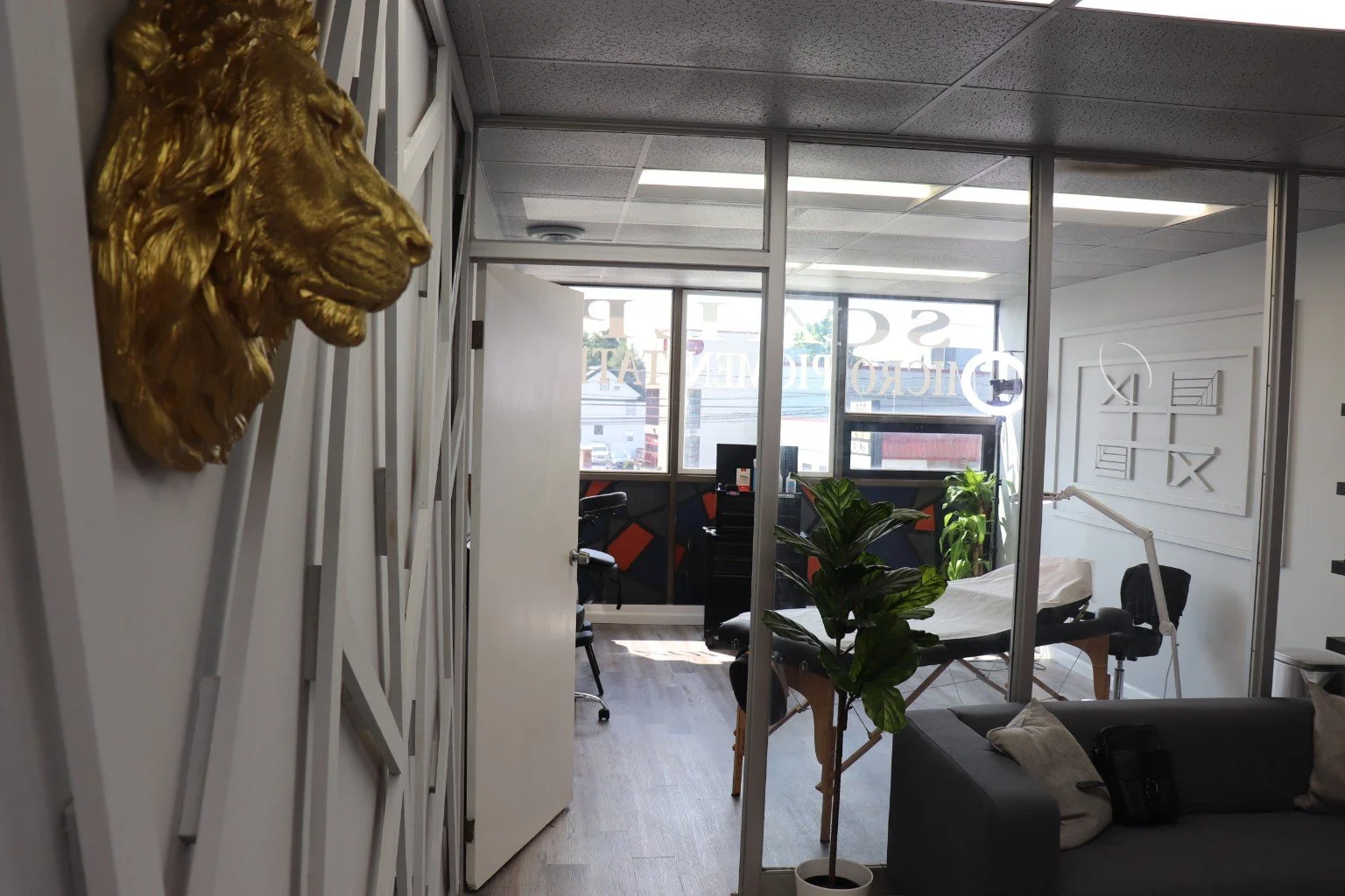Inside Scalp & Skin Artistry: studio entrance and treatment space.
