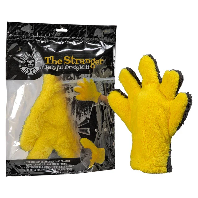 MIC510-_20Gray_20And_20Yellow_20Five_20Finger_20Wash_20Mitt_20-_20Front_20with_20Packaging.webp