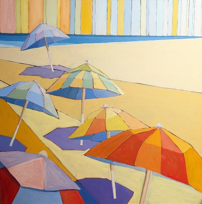 Beach Umbrellas, 30"x30" Oil on Canvas....in progress.
