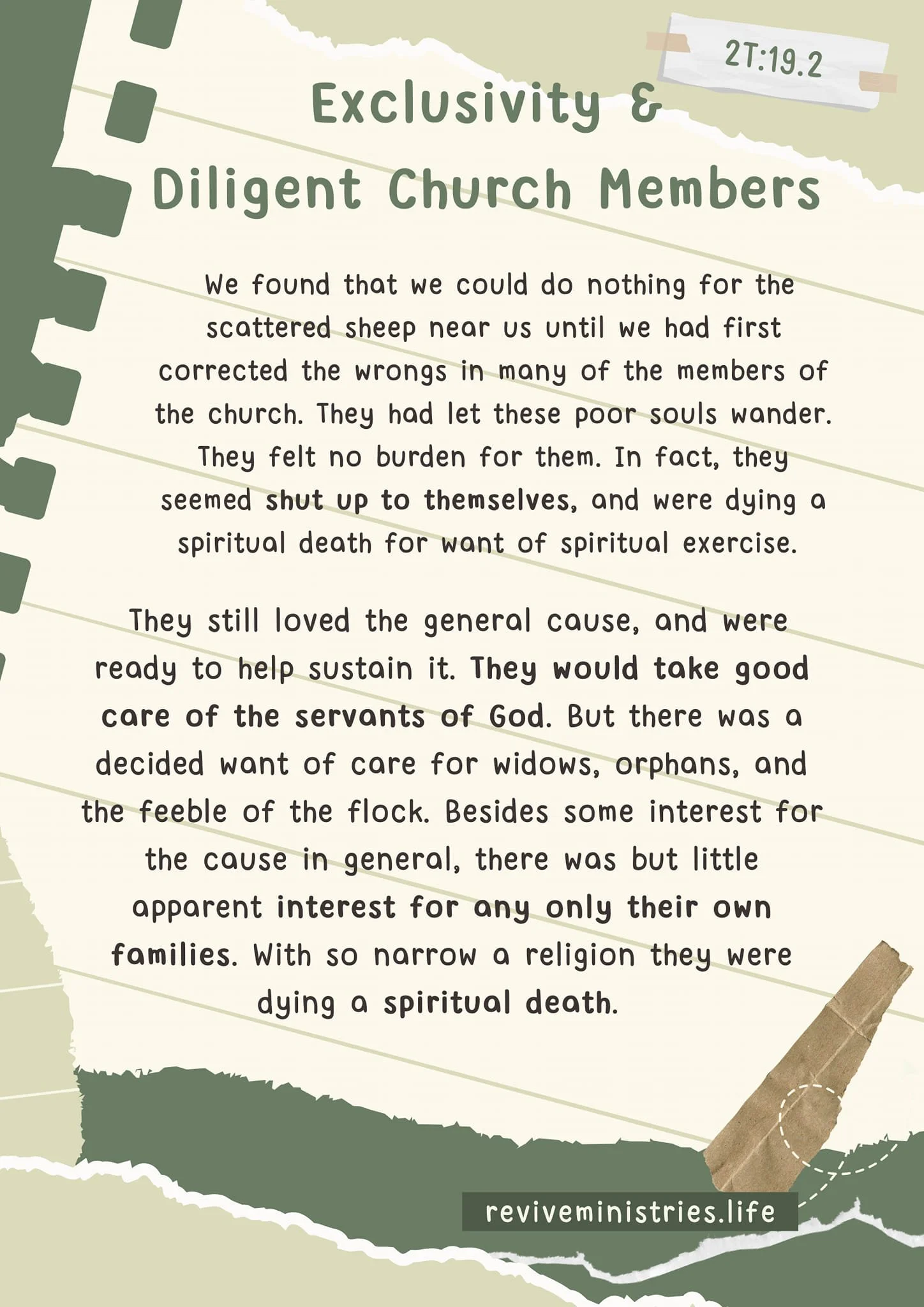 Exclusivity and Diligent Church Members