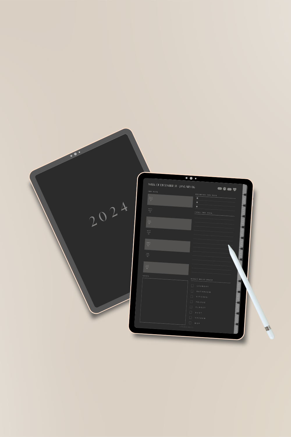Ultimate 2024 Yearly Digital Planner [Dark Mode] for iPad and Tablet