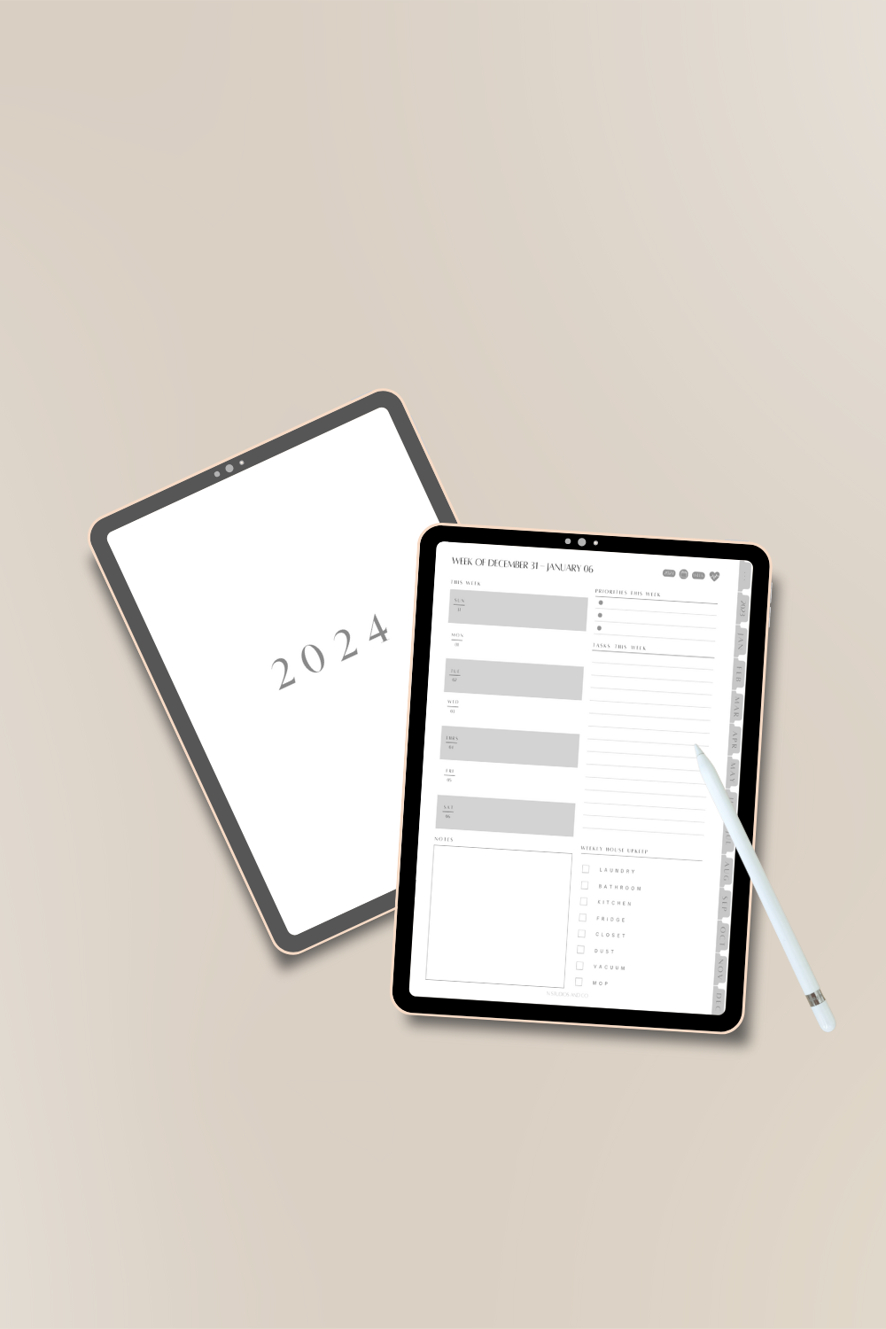 Ultimate 2024 Yearly Digital Planner [Light Mode] for iPad and Tablet