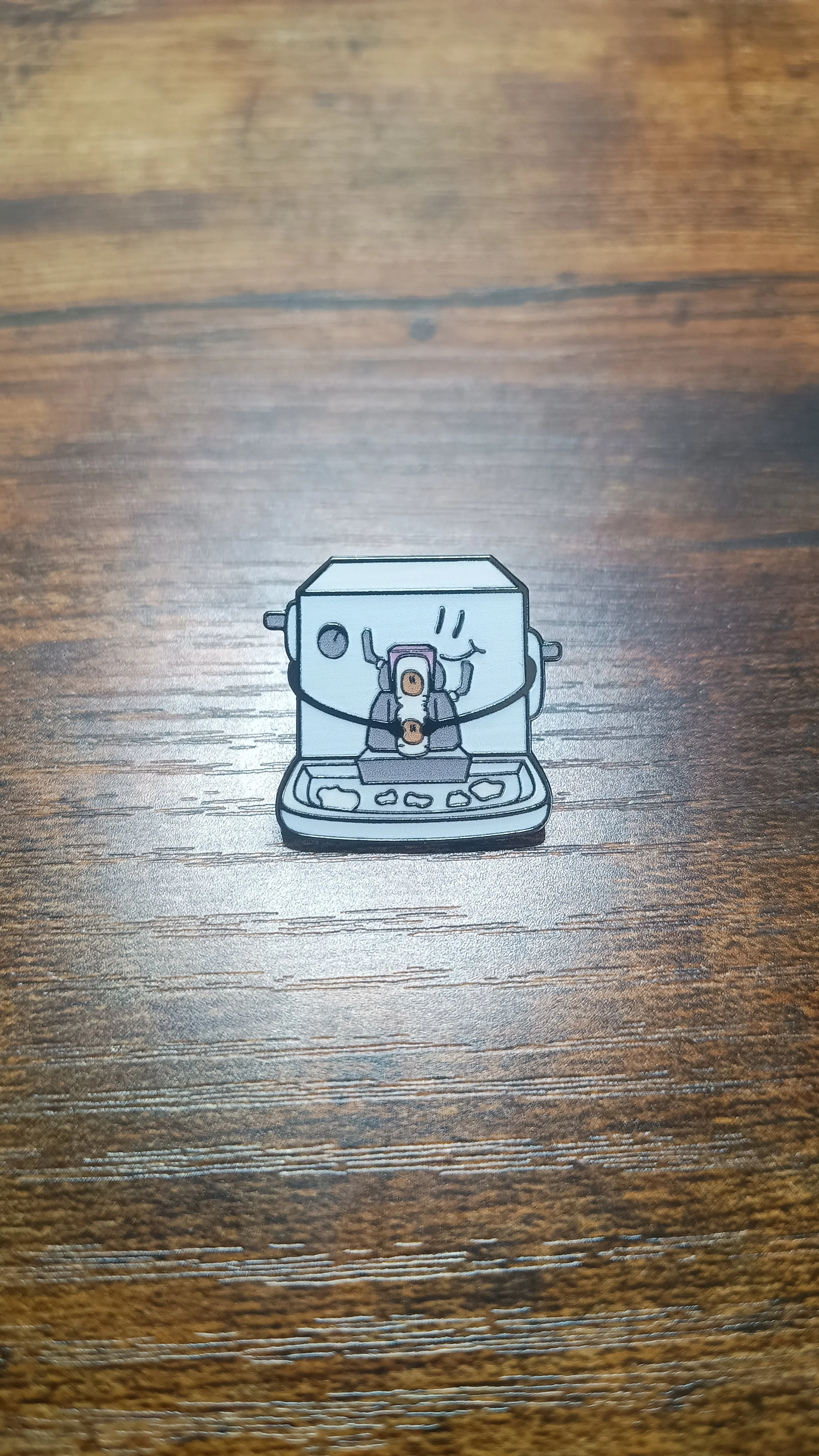 Frank the Microtome - 1 inch hard enamel pin with a safety clutch.