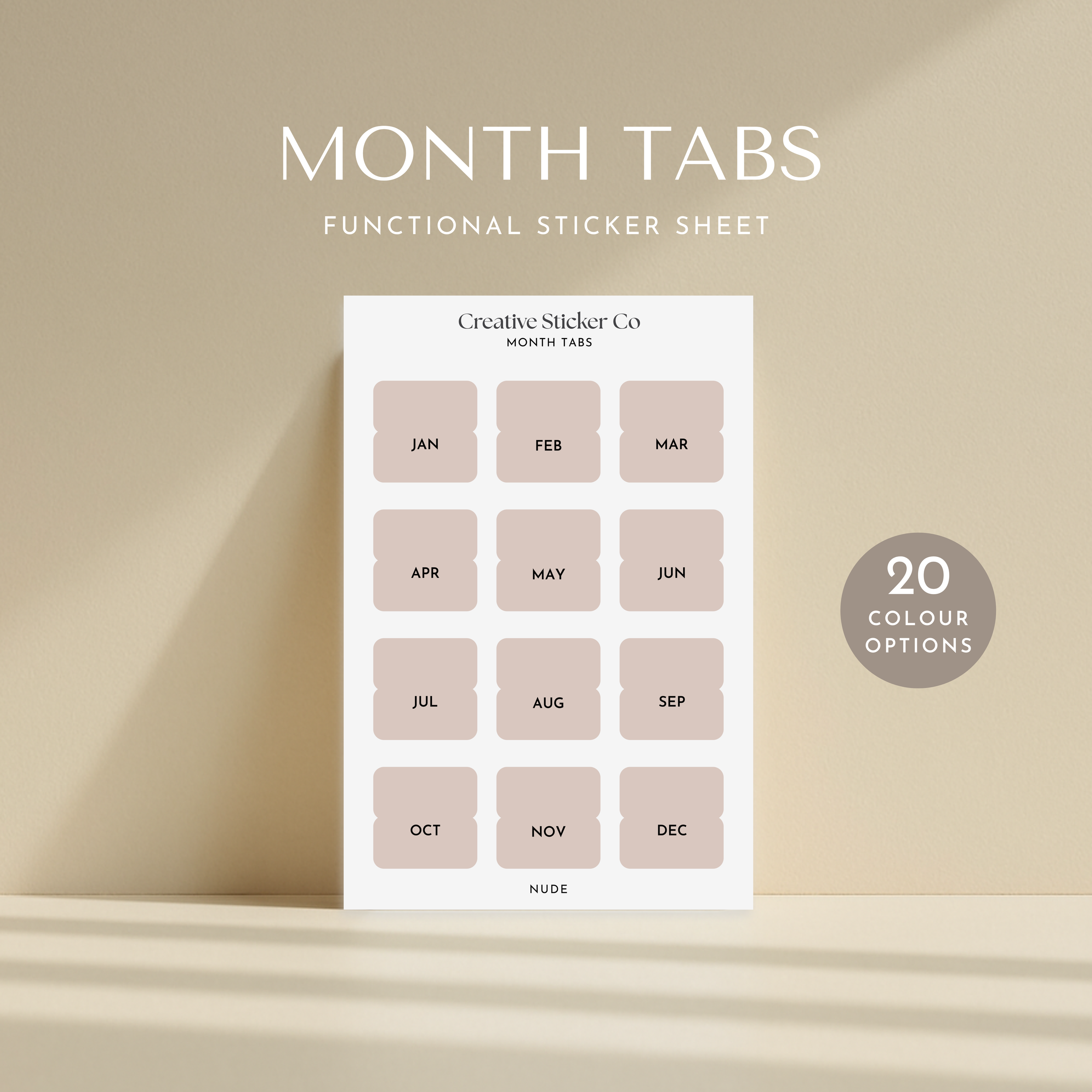 Month Tab Sticker Sheet