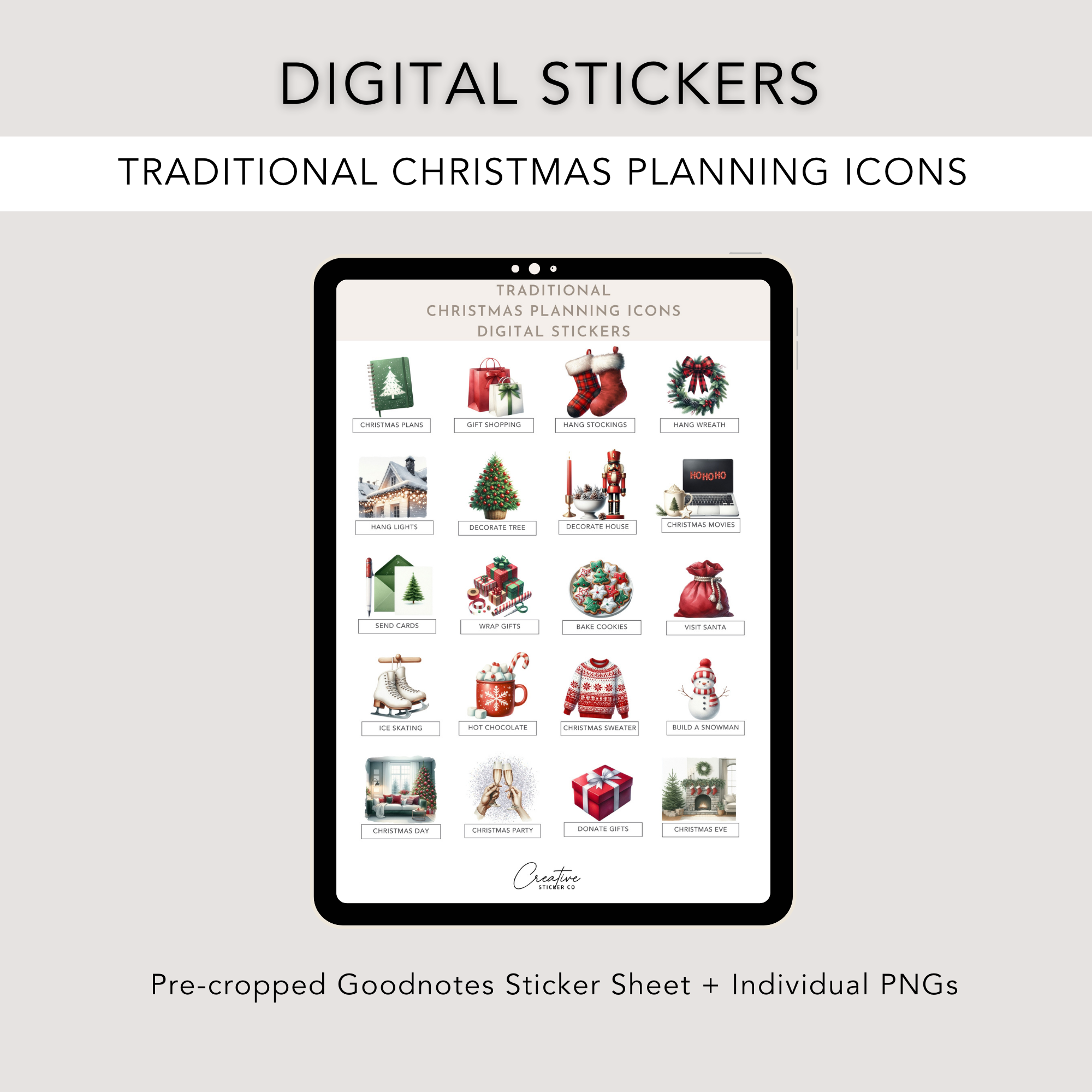 raditional Xmas Planning Icons Digital Planner Stickers.png
