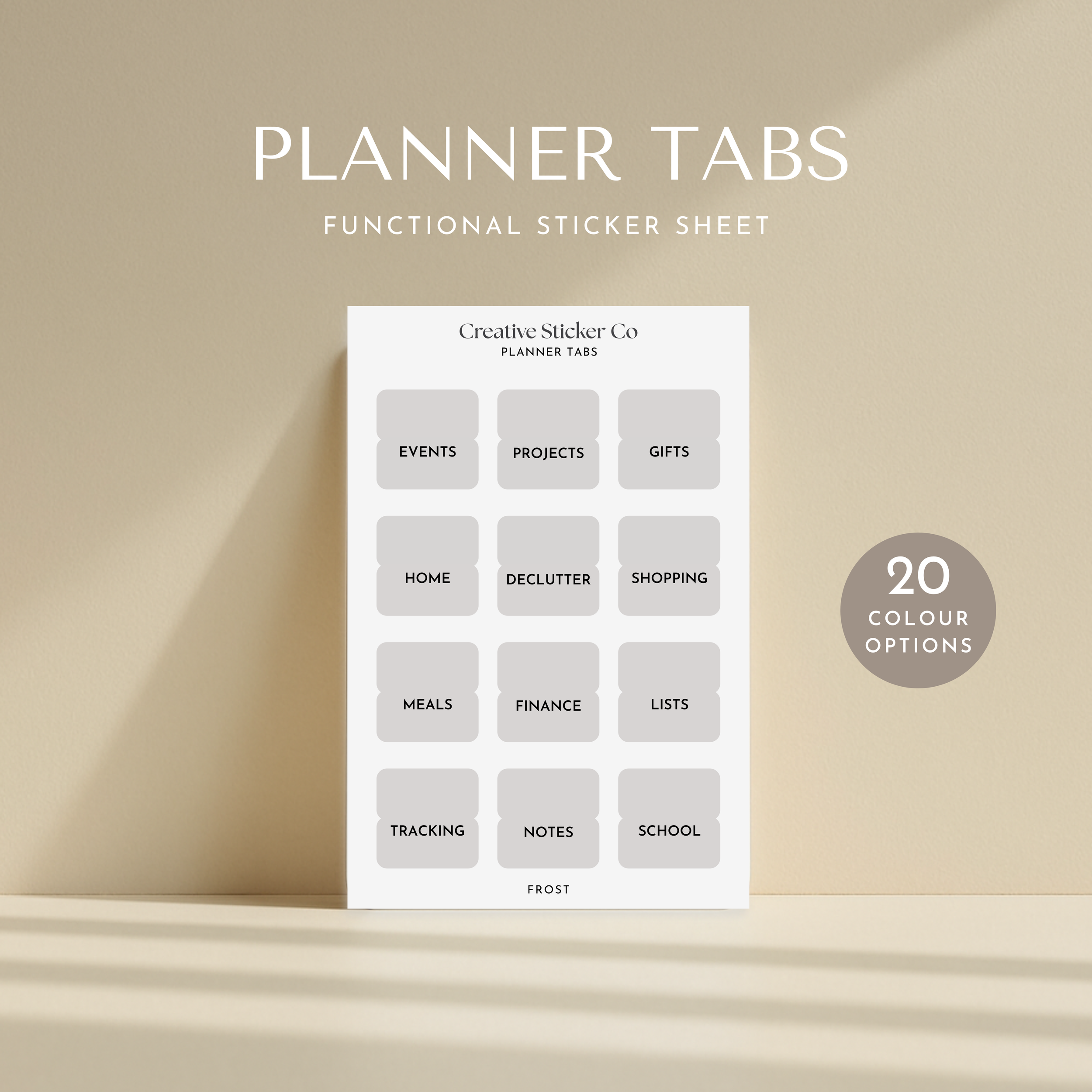 Planner Tab Sticker Sheet
