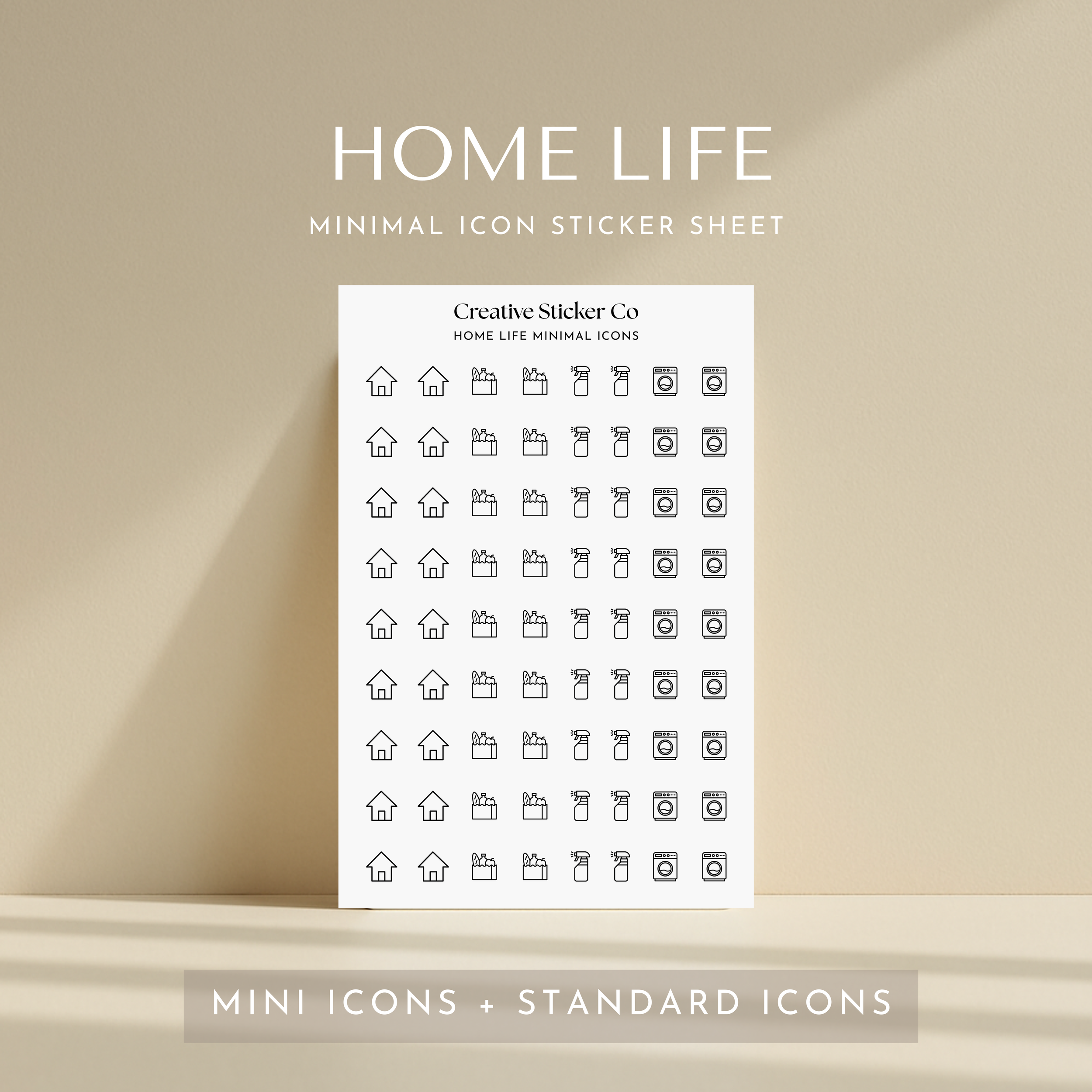 HOME LIFE Minimal Icon Sticker Sheet - Creative Sticker Co.png