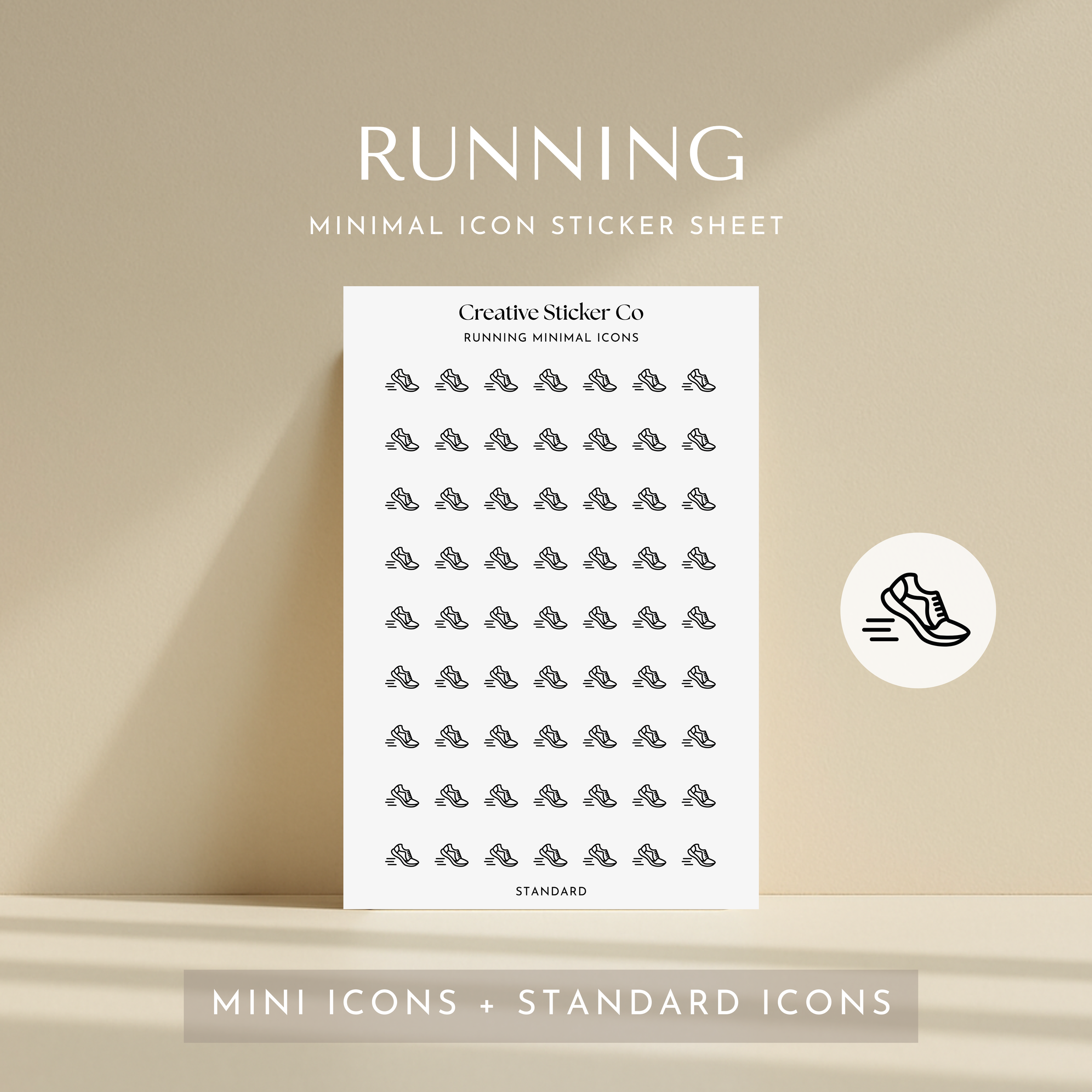 RUNNING Minimal Icon Sticker Sheet - Creative Sticker Co.png