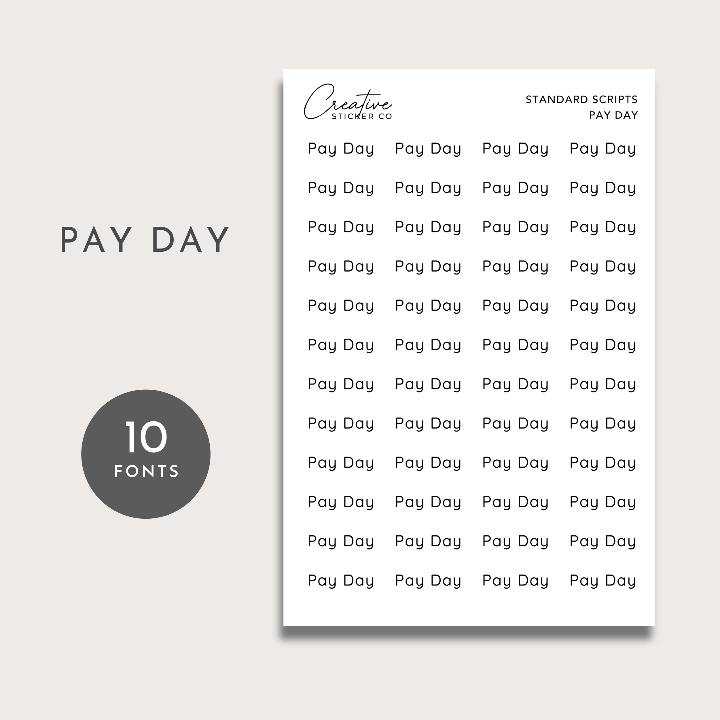 PAY DAY SCRIPT PLANNER STICKERS CREATIVE STICKER CO.png