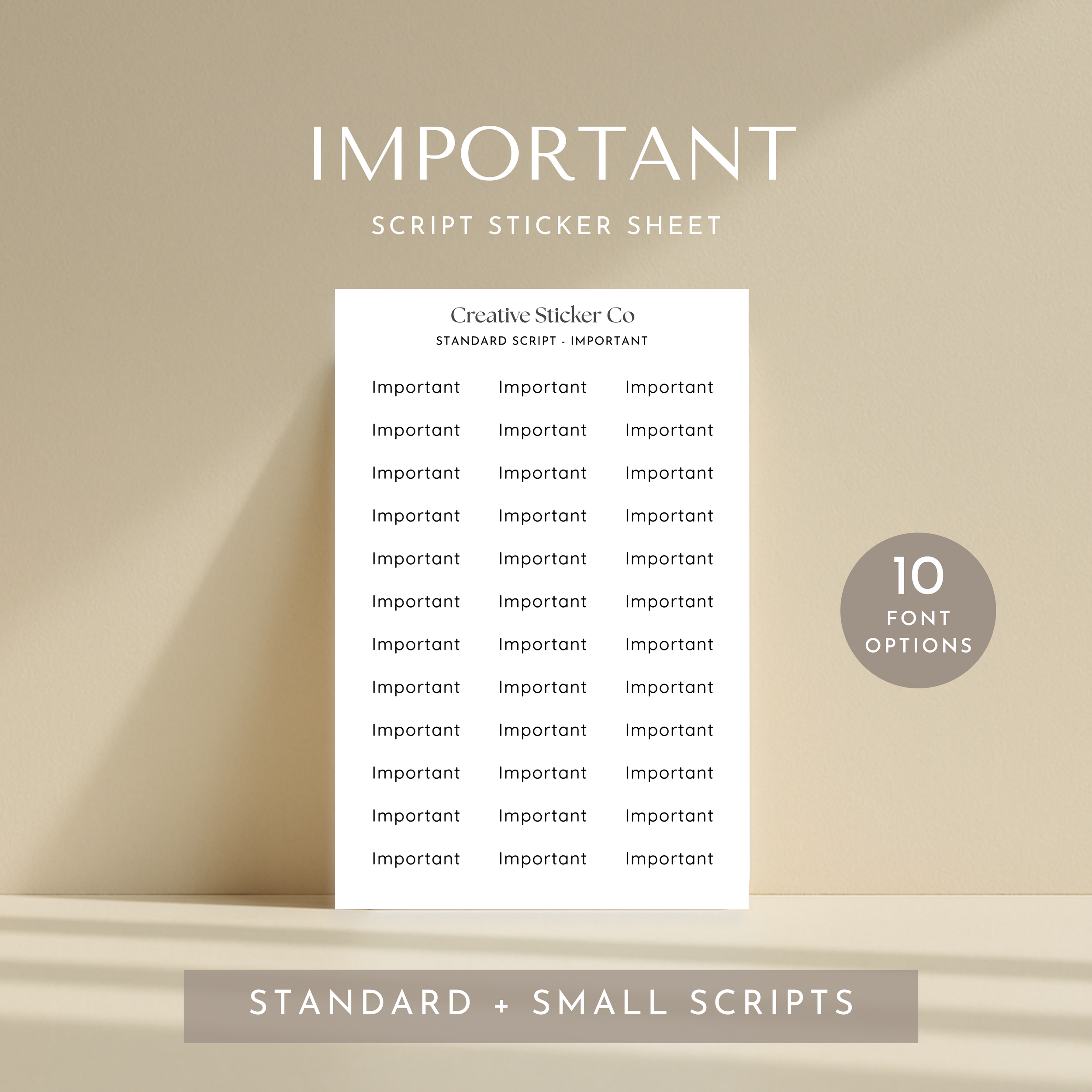 IMPORTANT Script Sticker Sheet - Creative Sticker Co.png