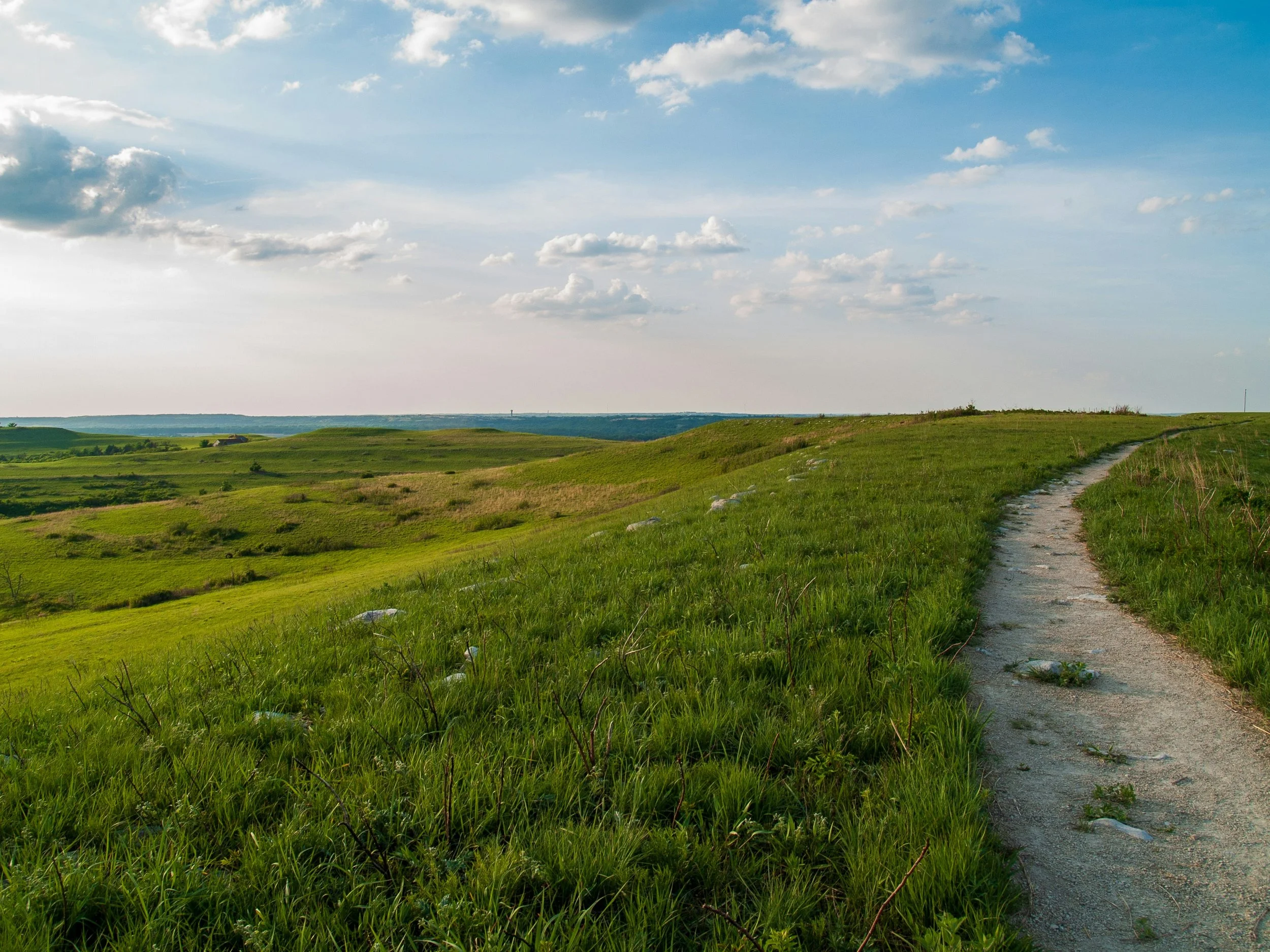 Flint Hills photo, clear day, rocky path