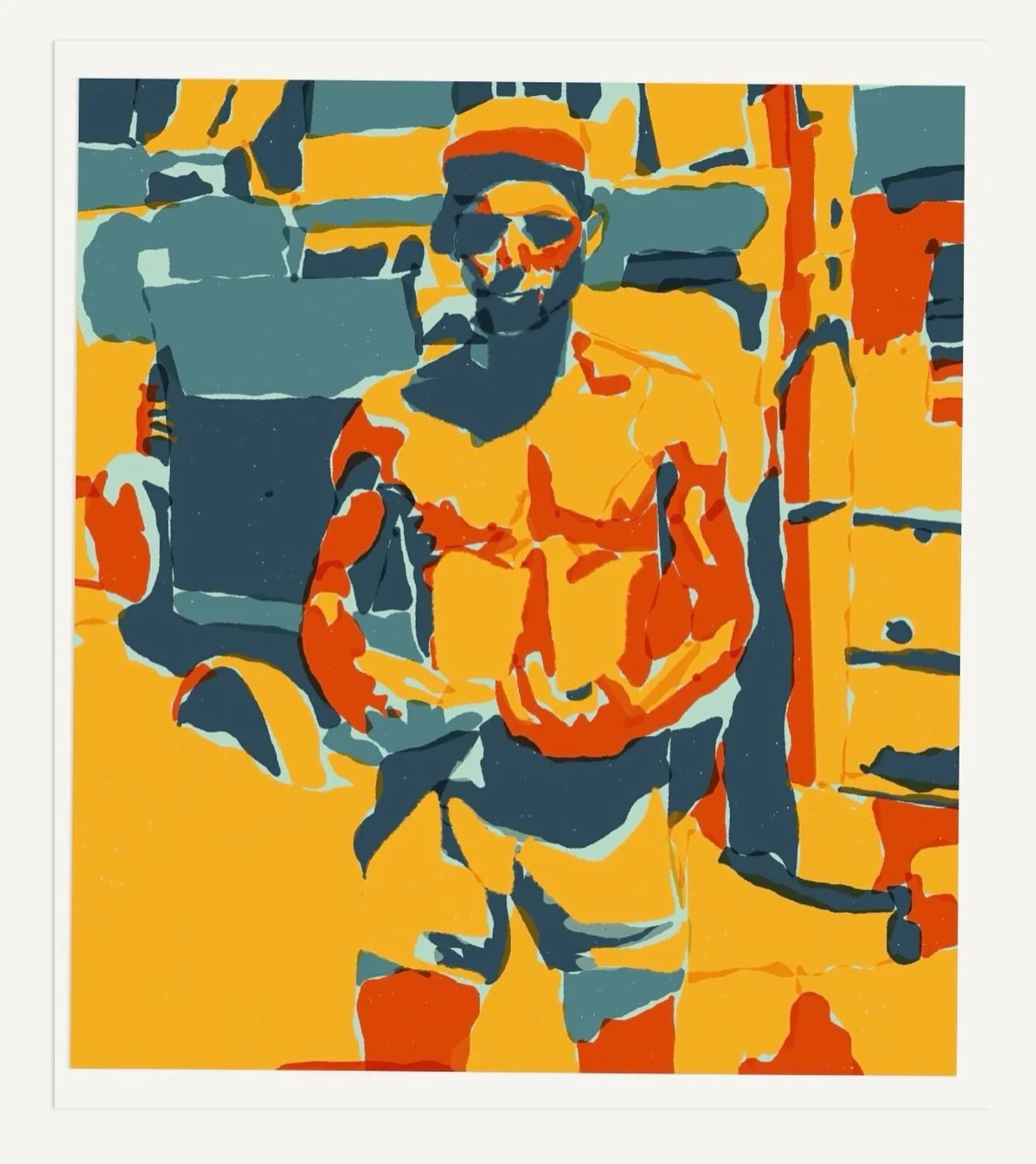 Digital doodle. Gaza laborer.