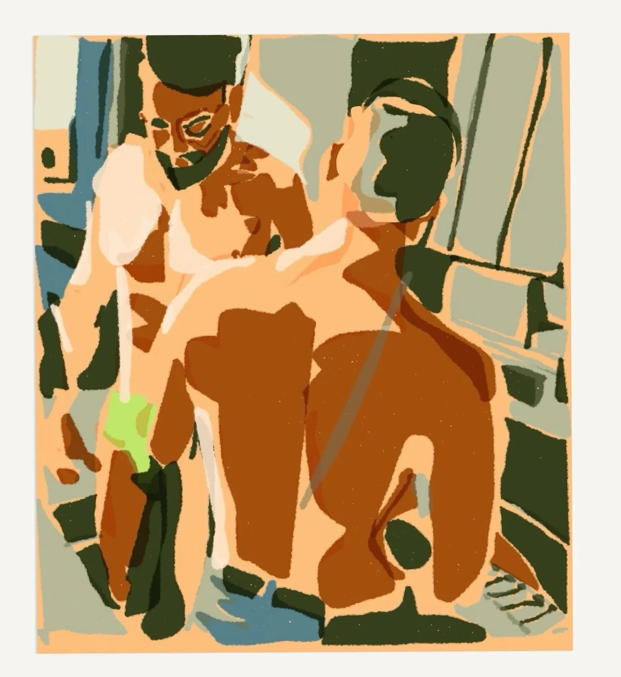 Hook-up. Digital doodle on Paper53. Based on a photo shoot with @buff_n_stuf and @guilhermefmorais