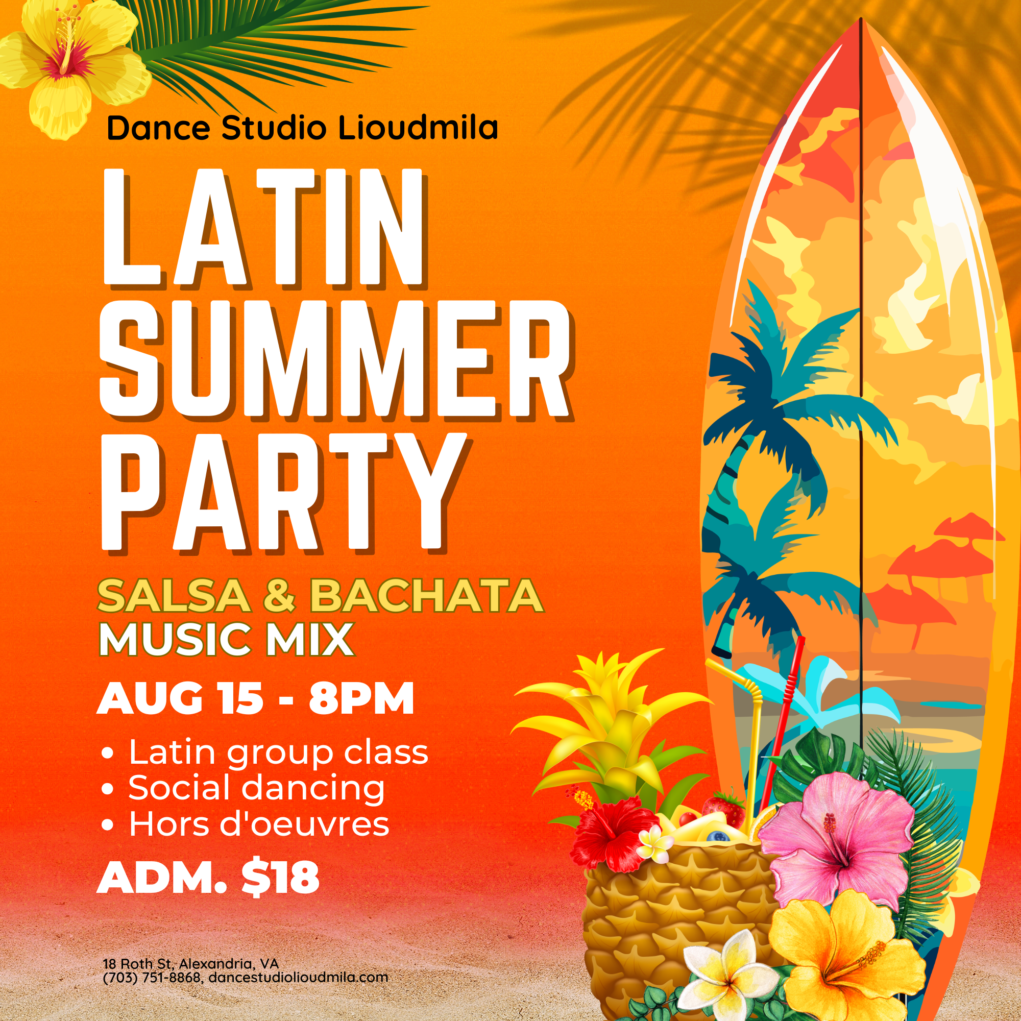 Orange And Yellow Vibrant Tropical Summer Party Poster (Poster (Square)).png