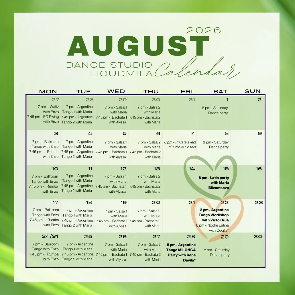 Calendar august 2026 dance studio lioudmila alexandria va