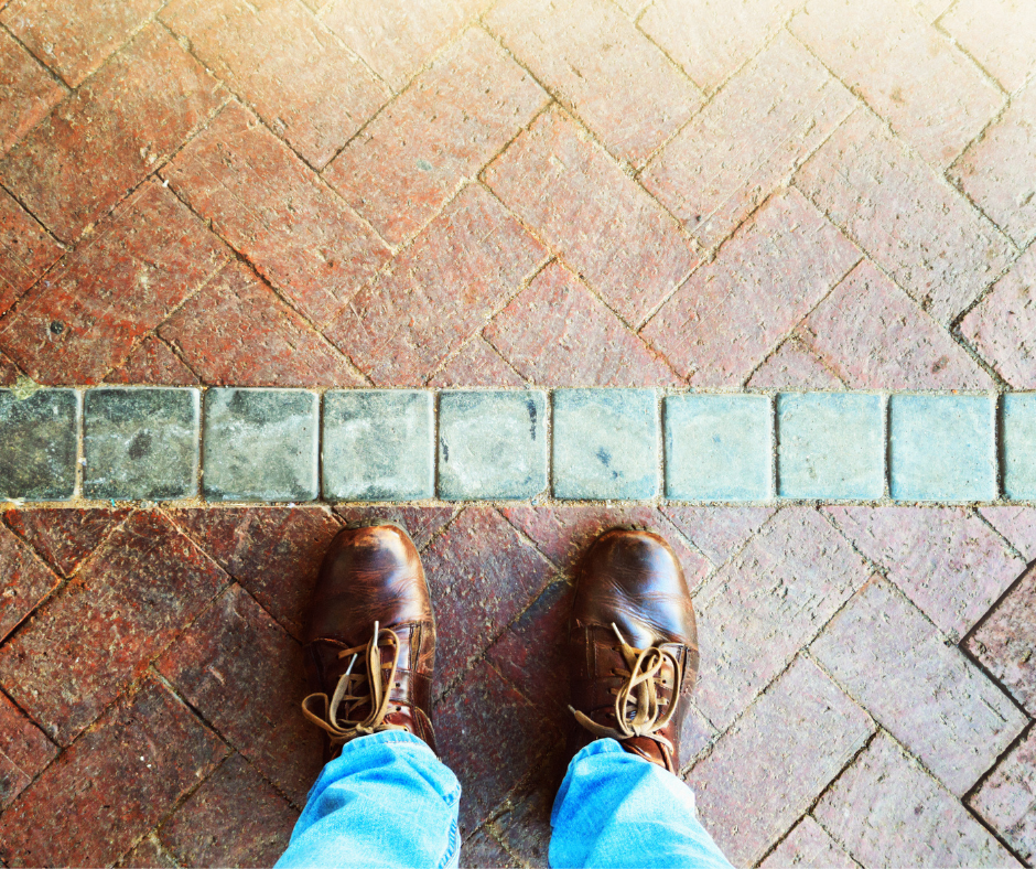 An illustration of a boundary line representing the space needed to love oneself and others simultaneously, breaking the cycle of chronic fawning.