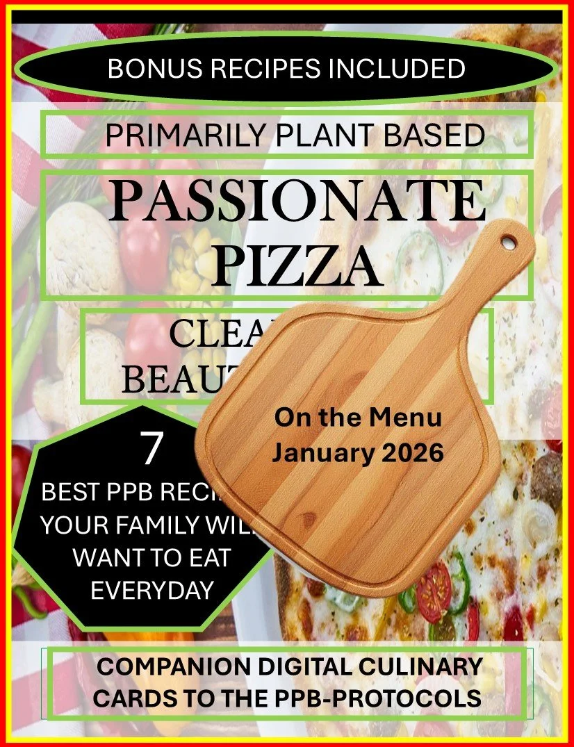 Cover of a magazine featuring pizza recipes, highlighting then 'Passionate Pizza' with bonus plant-based recipes, on the January 2026 menu, inclusing digital culinary cards for PPB protocols.