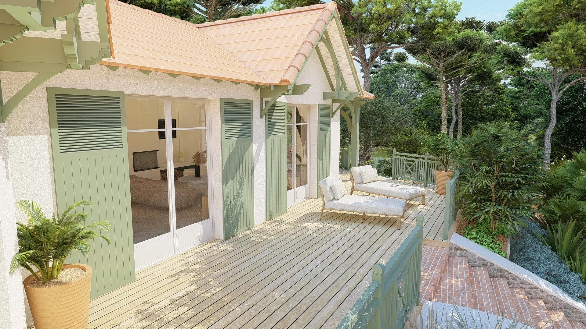 Terrasse bois et garde corps