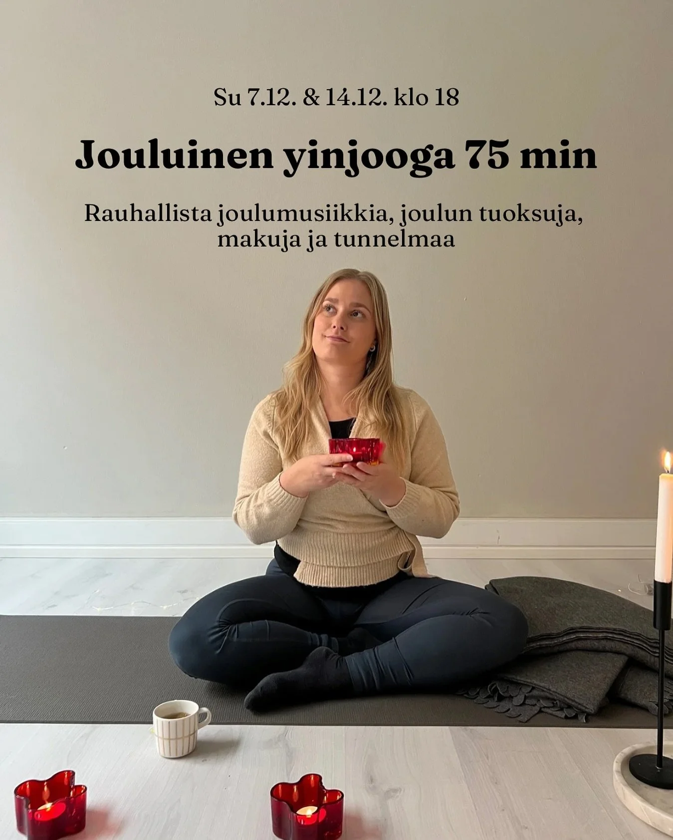 L&auml;mpim&auml;sti tervetuloa rentoutumaan ja rauhoittumaan jouluisen yinjoogan pariin ❤️✨ Hyggejooga j&auml;rjest&auml;&auml; t&auml;m&auml;n jo perinteeksi muodostuneen kokonaisuuden t&auml;n&auml; vuonna kahtena sunnuntaina, 7.12. ja 14.12. klo 