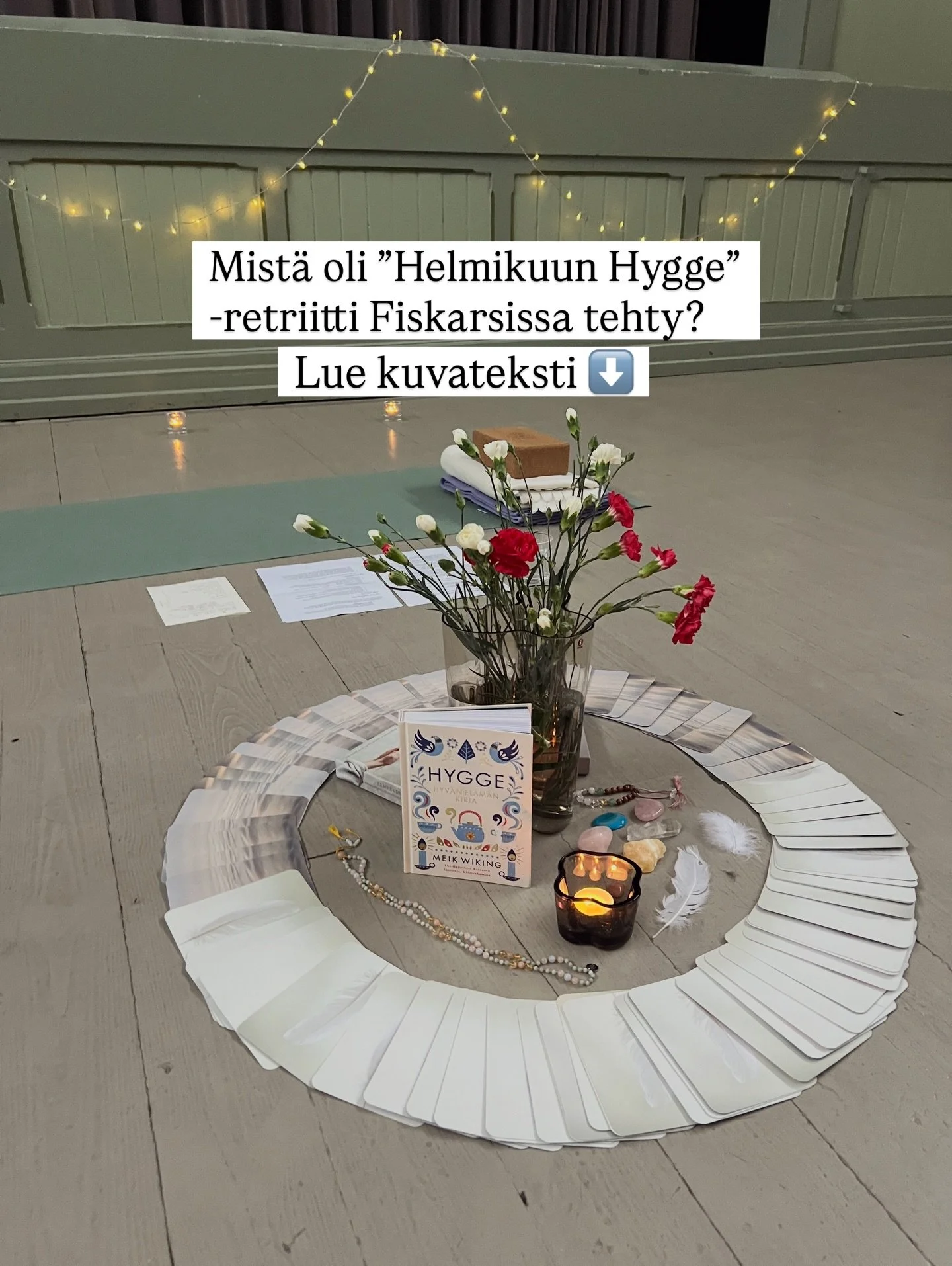 Mit&auml; mahtui Hyggejoogan &rdquo;Helmikuun Hygge&rdquo; -retriittiin Fiskarsin ruukkikyl&auml;ss&auml;? 🩵

🩵 Pehme&auml;&auml; ja lempe&auml;&auml; joogaa ja &auml;&auml;nimaljoja
🩵 Paljon rentoa ja l&auml;mmint&auml; hygge-tunnelmaa
🩵 Hyv&aum
