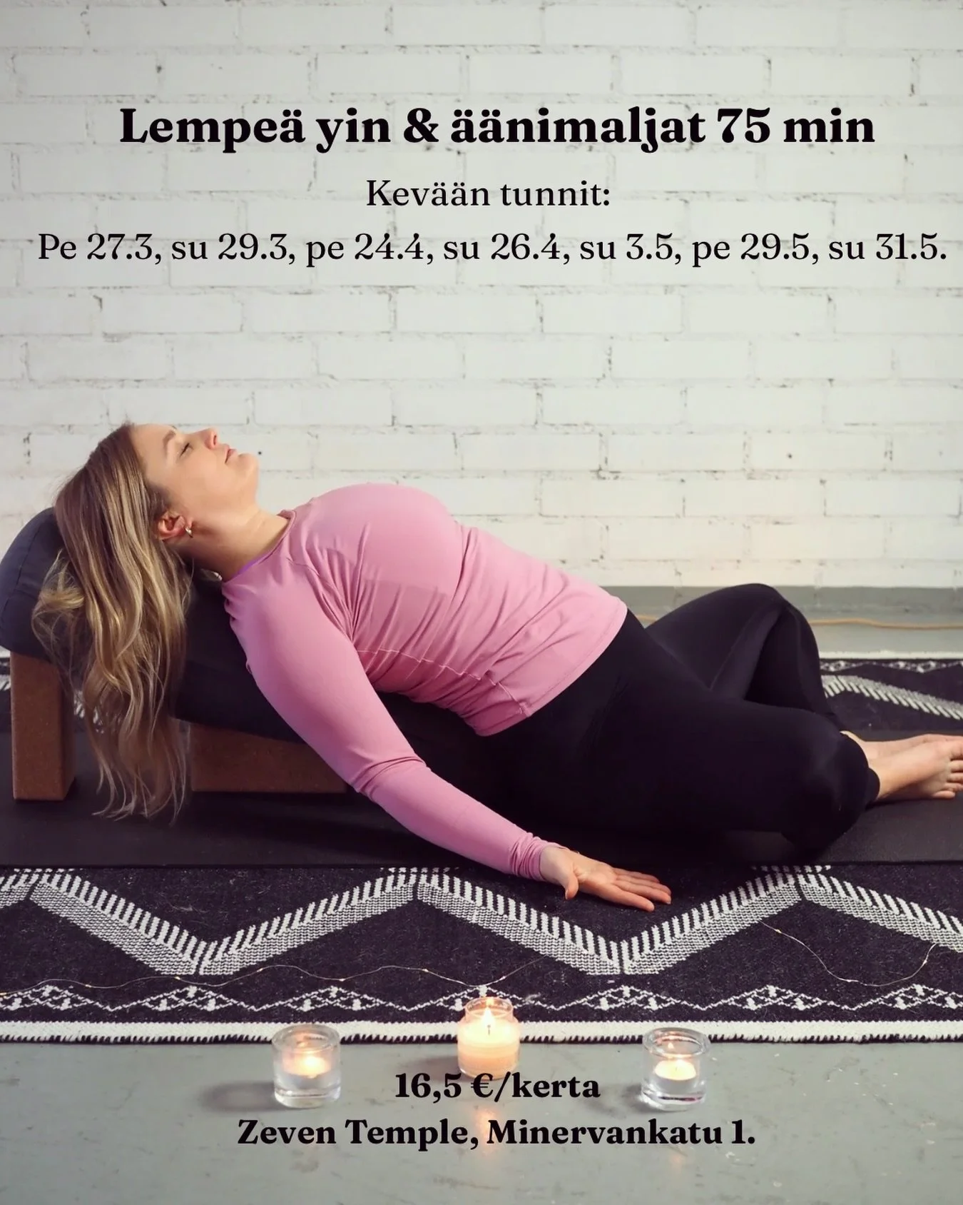 Viel&auml; ehdit mukaan Hyggejoogan suosituille, ihanan rauhoittaville &rdquo;Lempe&auml; yin + &auml;&auml;nimaljat&rdquo; -tunneille kev&auml;&auml;n aikana 🫶🏻☀️ Tunnit pidet&auml;&auml;n tuttuun tapaan harmonisissa @zeven__temple tiloissa Etu-T&