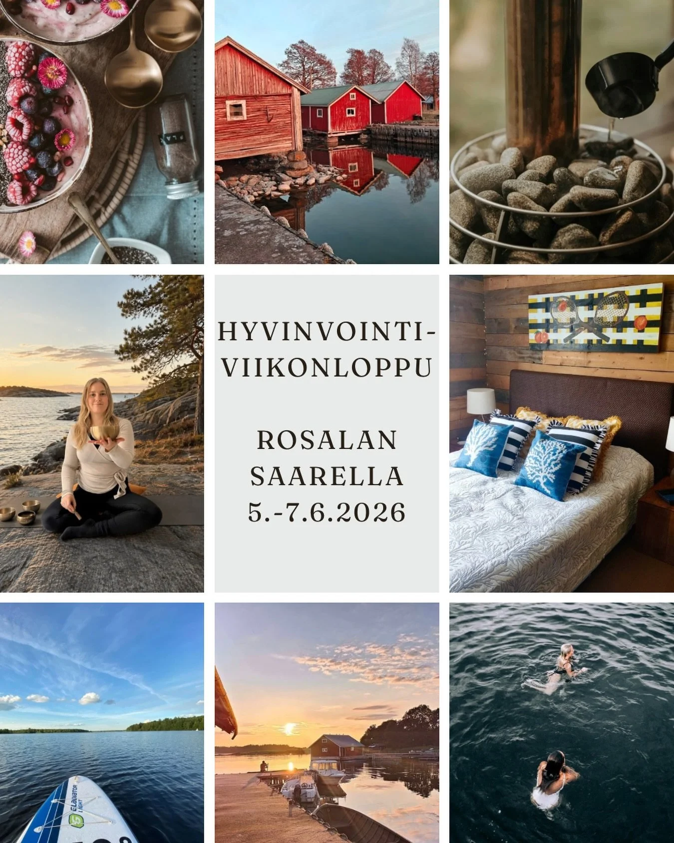 Syd&auml;mellisesti tervetuloa @naiswork.fi &amp; Hyggejoogan ihanaan hyvinvointiviikonloppuun hurmaavalle Rosalan saarelle Kemi&ouml;nsaaren saaristoon 🩵☀️⛵️

Anna mielesi lev&auml;t&auml; saaristomaisemissa ja ihastele hurmaavia, vanhoja punamulta