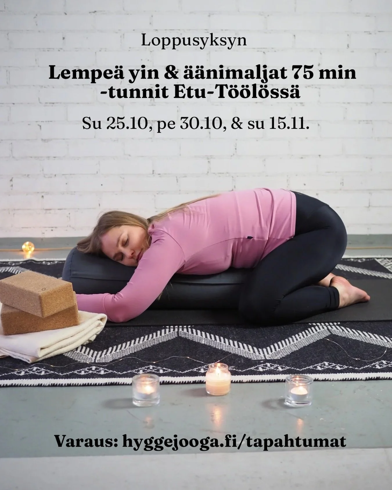 Viel&auml; ehdit syksyn aikana mukaan Hyggejoogan rakastetuille &rdquo;Lempe&auml; yin &amp; &auml;&auml;nimaljat&rdquo; -tunneille 🫶🏻✨ Tunteja luvassa viel&auml; loka- ja marraskuun aikana, mutta joulukuussa tunnit ovat tauolla.

Tunnit pidet&auml