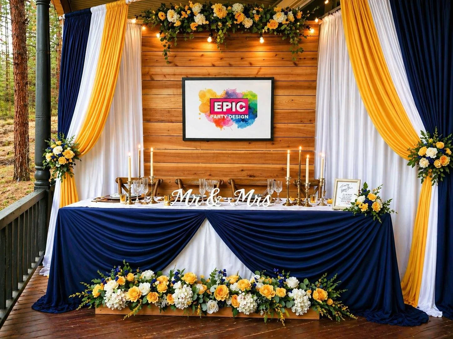 Wood wall with pipe & drape