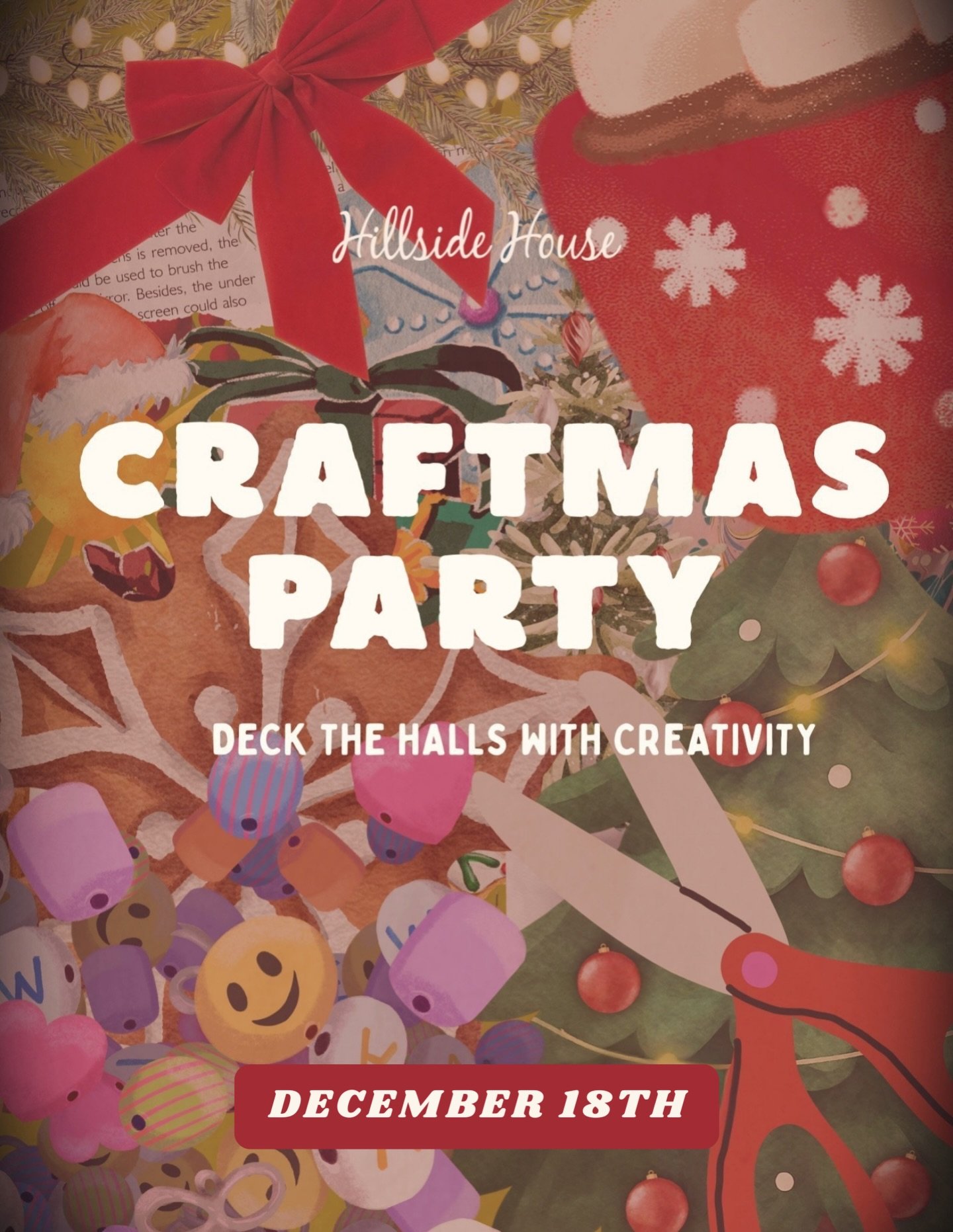 Join us on December 18th for a cozy session of holiday fun! Come craft, play games, and connect with your community &mdash; all materials are provided. Bring your festive spirit and leave with handmade trinkets, new friends, and lots of holiday cheer
