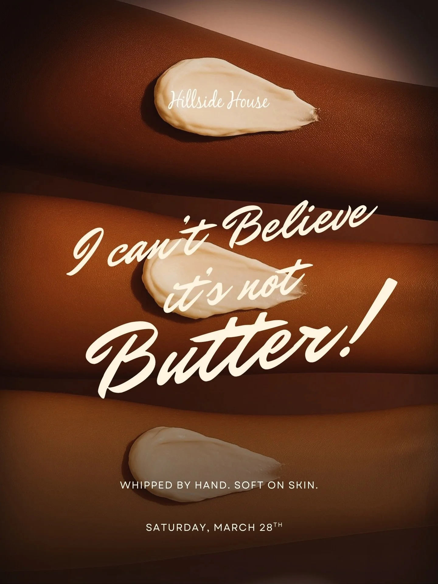 I Can&rsquo;t Believe It&rsquo;s Not Butter 🧈✨

Join us Saturday, March 28th for our Whipped Body Butter Workshop  an afternoon of softness, and self-care. We&rsquo;ll be blending, whipping, and customizing our own rich, dreamy body butters that mel