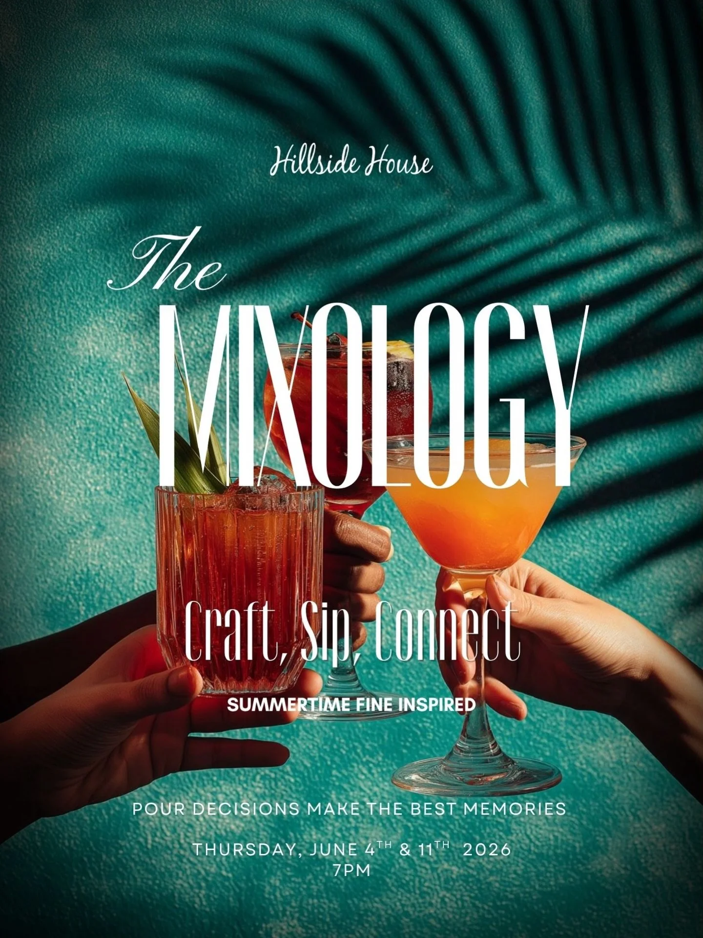 Join us for our Mixology Workshop on June 4th &amp; 11th for an evening of shaking, stirring, sipping, and good vibes. Because let&rsquo;s be honest&hellip; pour decisions make the best memories 🥂

Grab your friends, bring your summer energy, and co