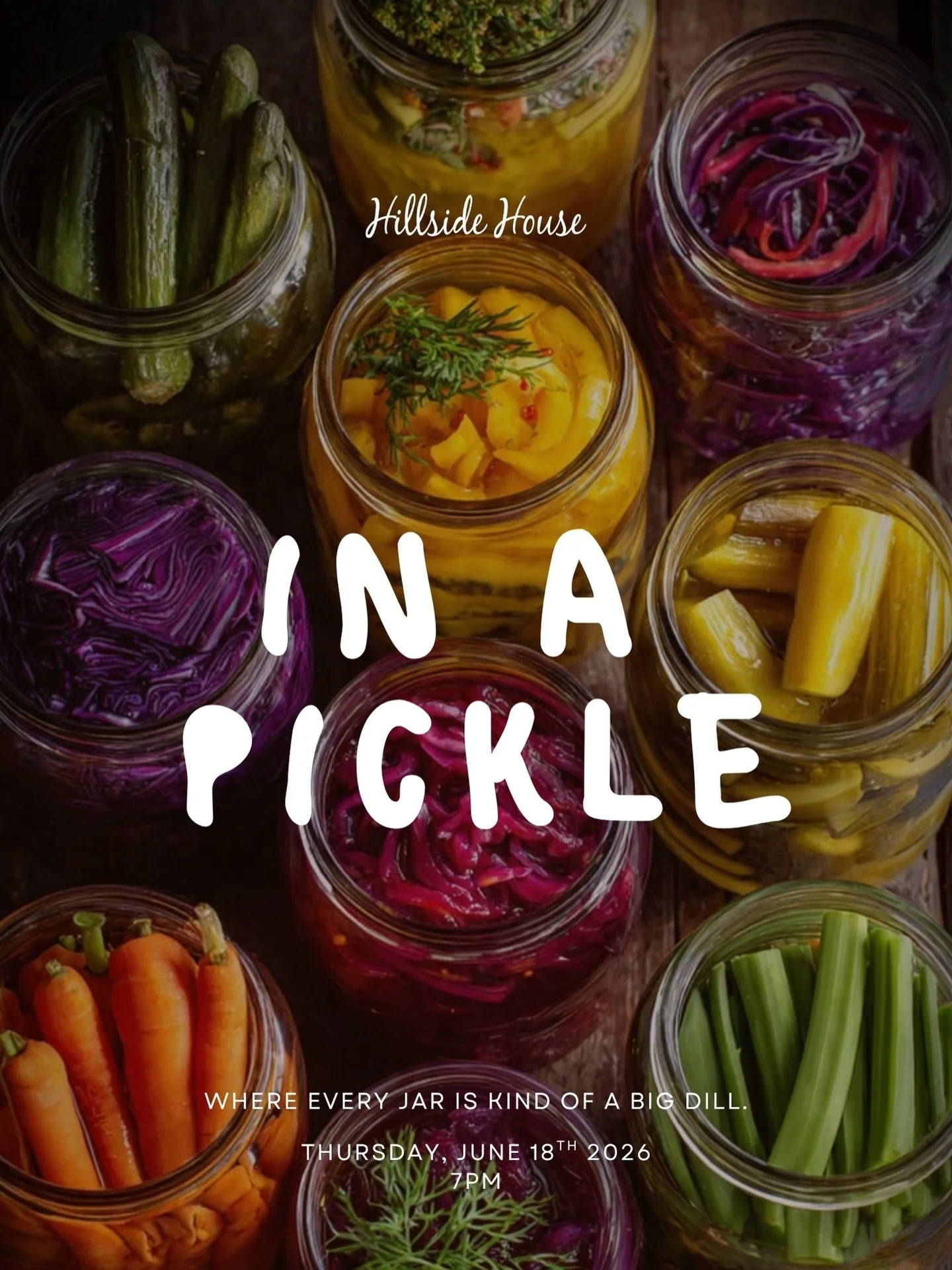 We&rsquo;re getting ourselves into a pickle 🥒✨

Join us on June 18th at 7PM for a hands-on pickling workshop where we&rsquo;re brining all the goods. Think crunchy cucumbers, spicy carrots, onions, peppers &mdash; honestly, if it&rsquo;s a vegetable