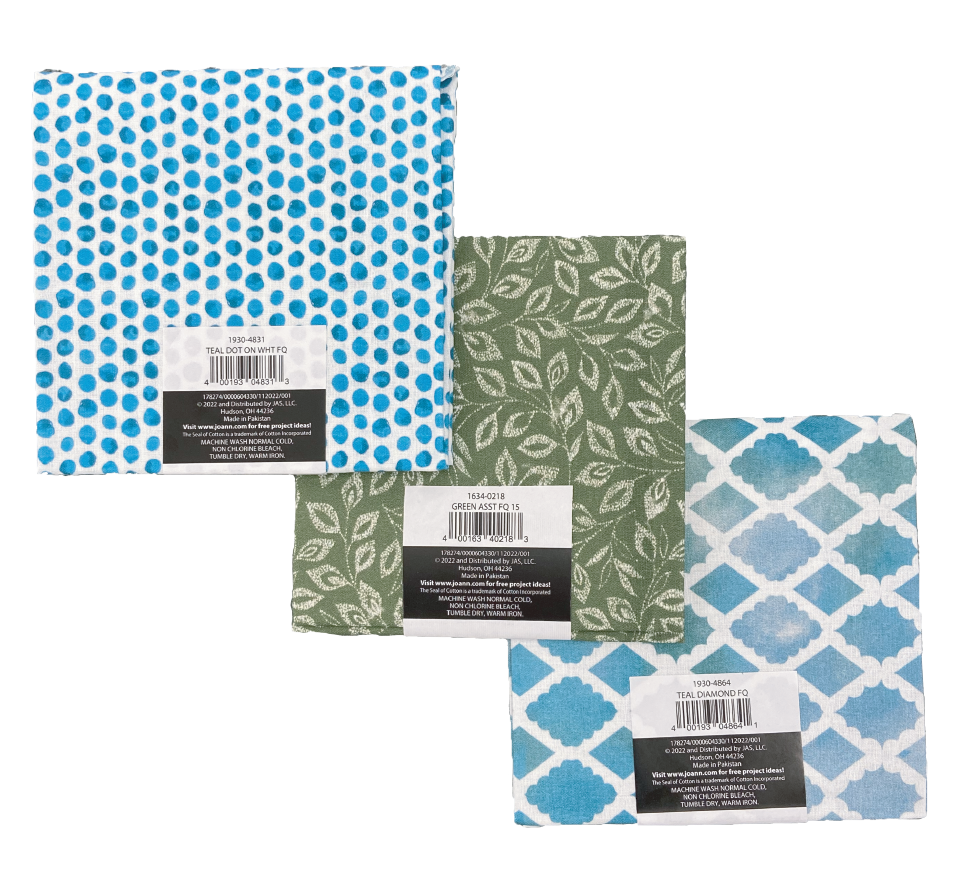 Fabric Quarter Sticker, back facing packaging