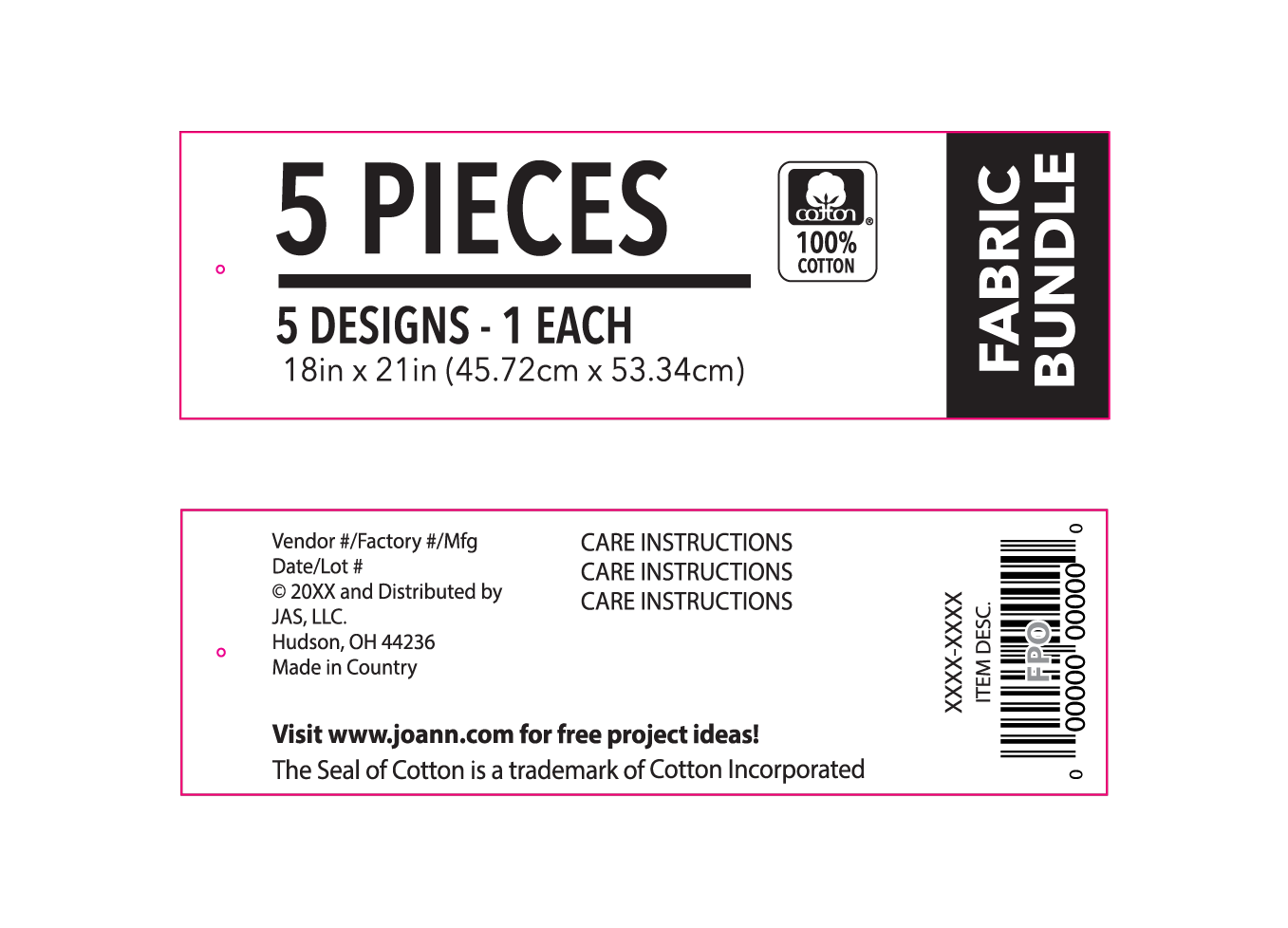Fabric Bundle Hang Tag template created using Adobe Illustrator