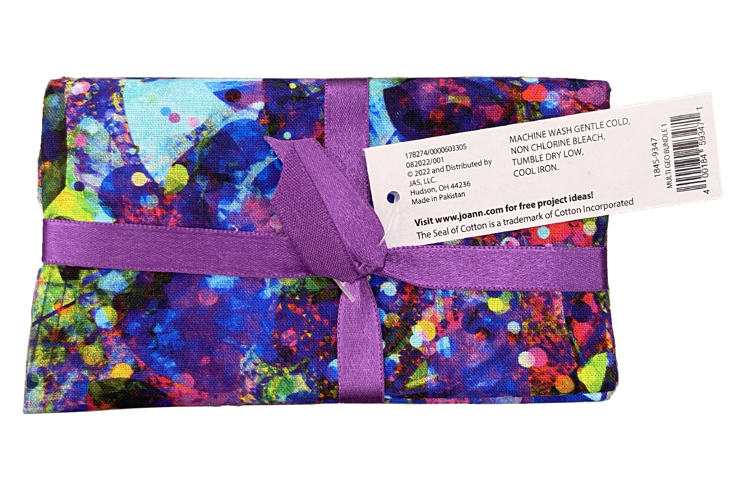 Fabric Bundle Hang Tag, back facing packaging