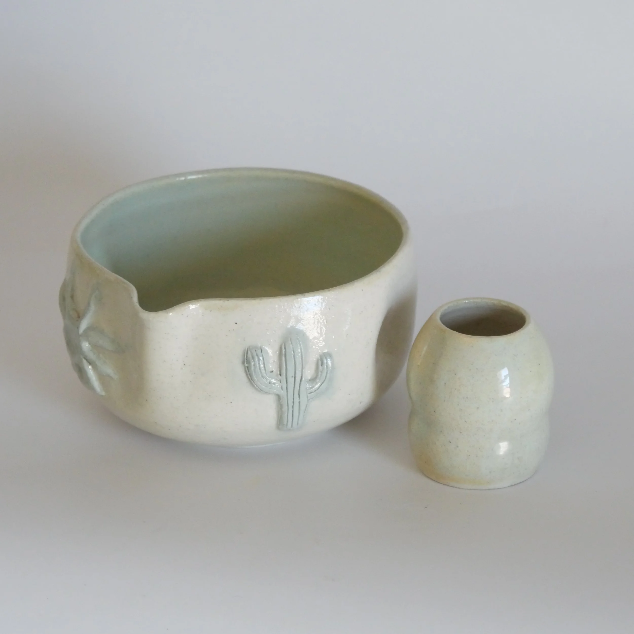 Minty Cactus Matcha Bowl Set