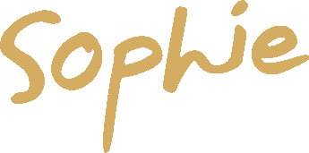 The word 'Sophie' written in gold cursive with a transparency background.
