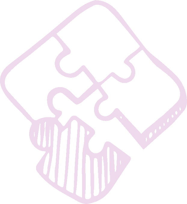 Illustration of four interlocking puzzle pieces, two shaded with lines and two plain, representing connection and problem-solving.