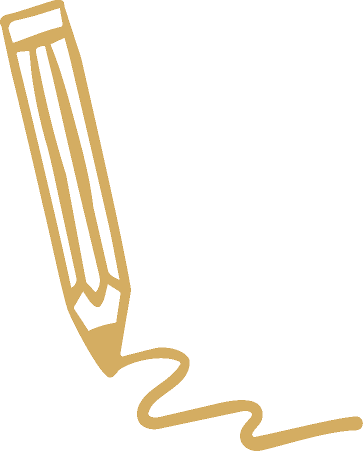 Gold-colored pencil drawing a squiggly line on a black background