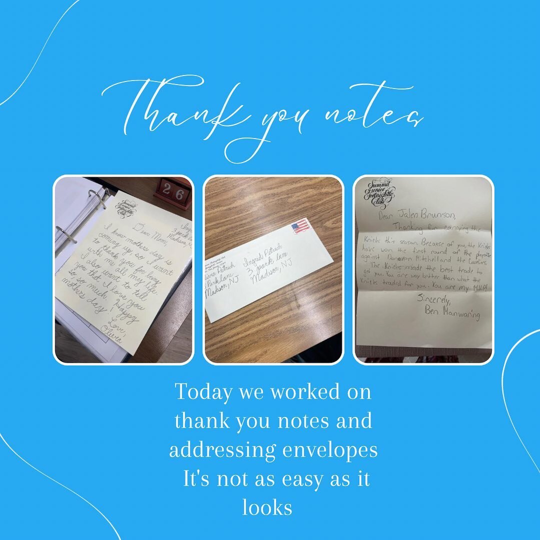 Thank you notes and addressing envelopes today with my 3rd-5th grades @spschathamnj #notaseasyasitlooks #thankyounotes #adressingenvelopes #stamps #gratitude #soimportant #mannersmatter #modernlymannered