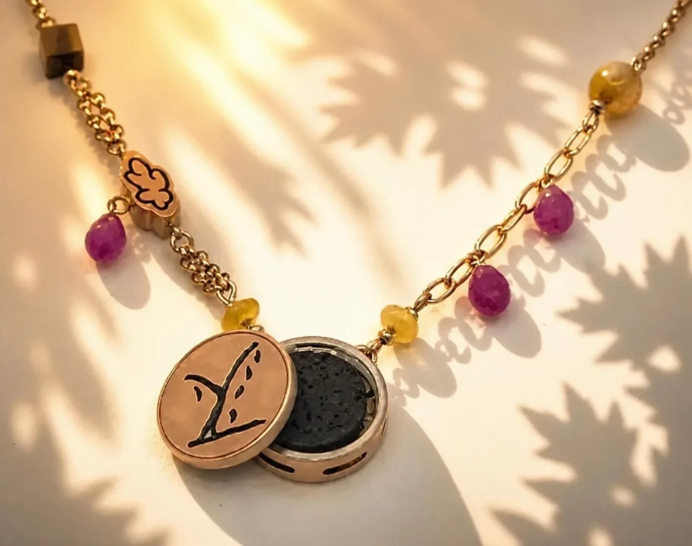 Arij Diffuser Necklace With Slider Closure   Autumn